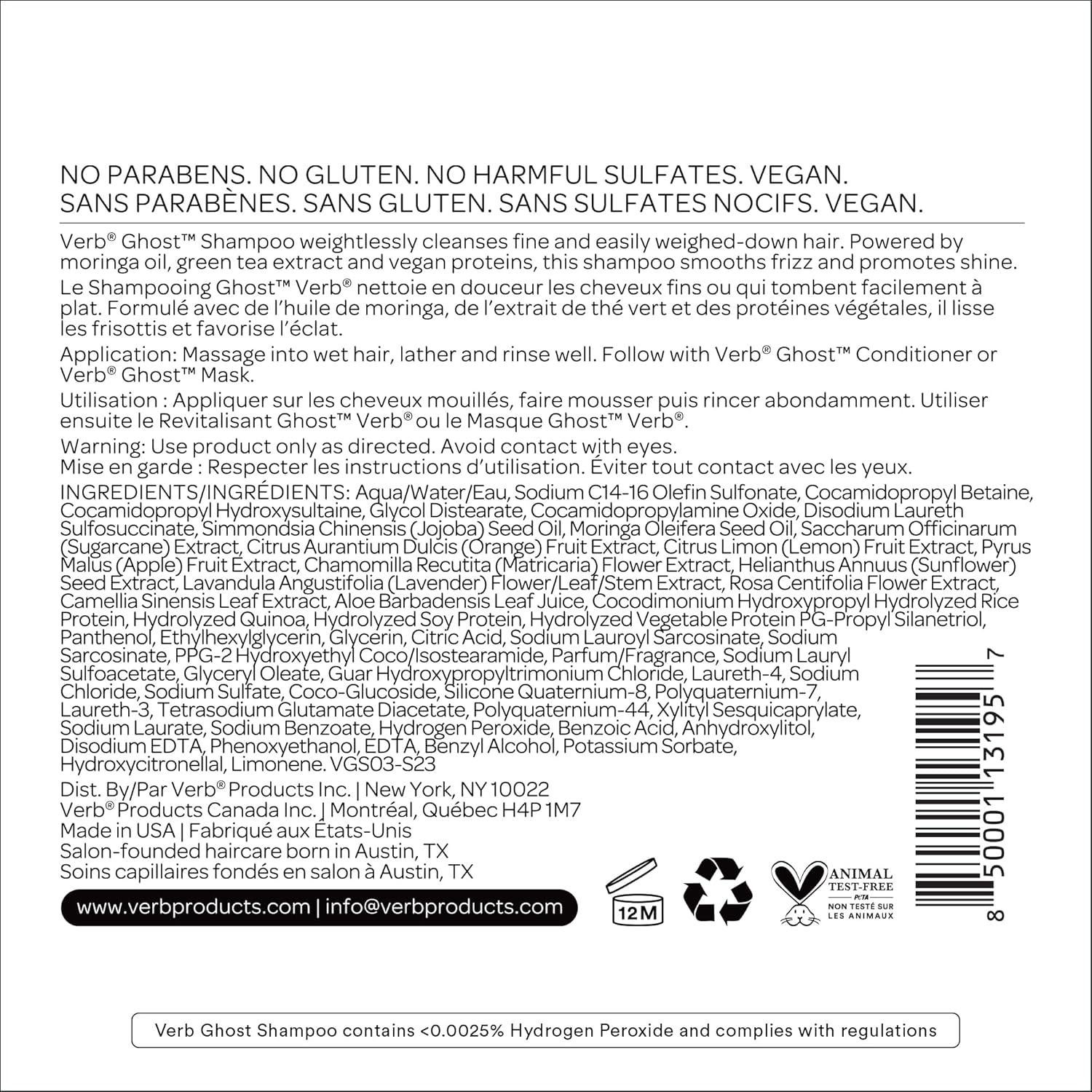 Dúo Champú y Acondicionador VERB Ghost 355 ml - Hidratante