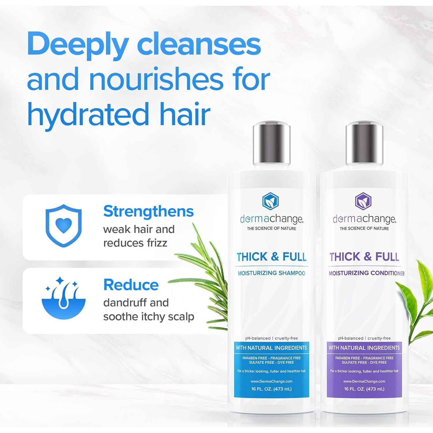 Champú y Acondicionador DermaChange 473ml - Crecimiento Cabello Grueso