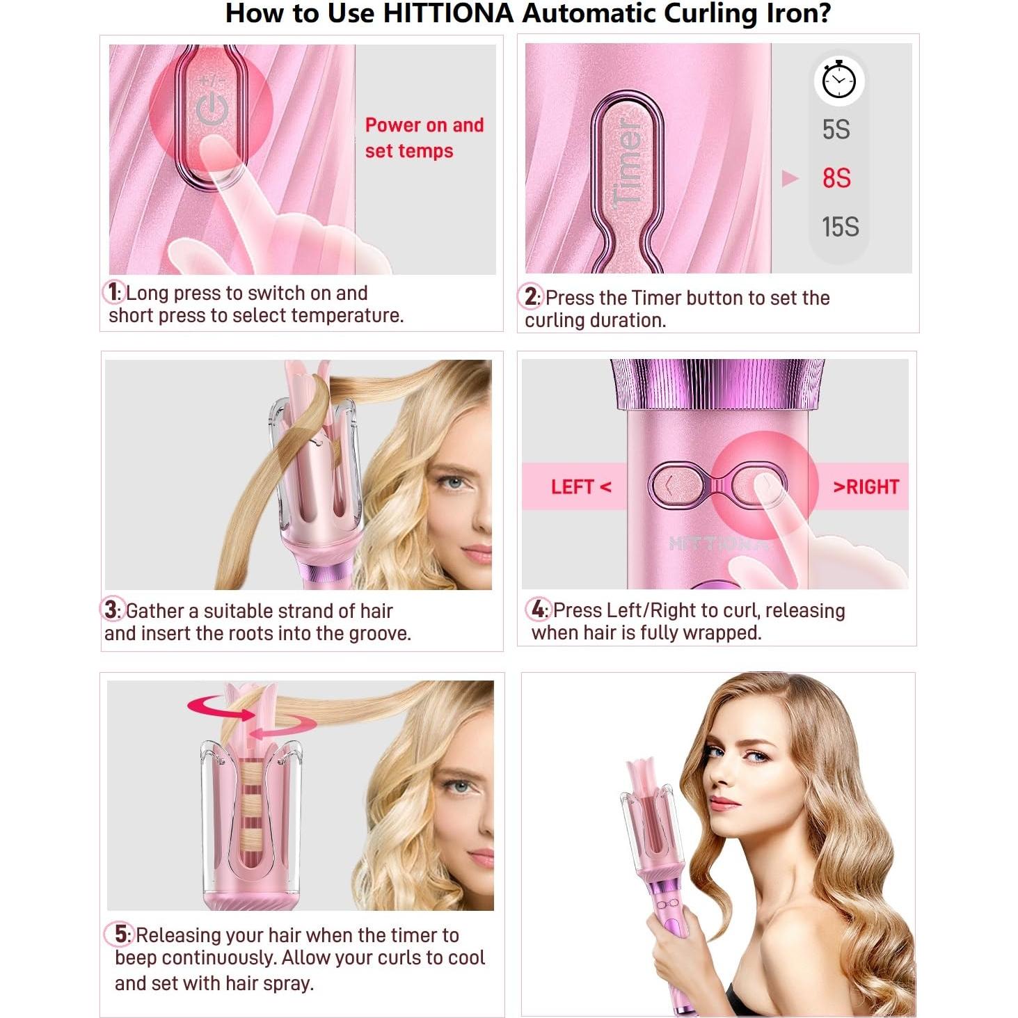 Rizador de Cabello Automático HITTIONA 1 Pulgada 12 Temperaturas