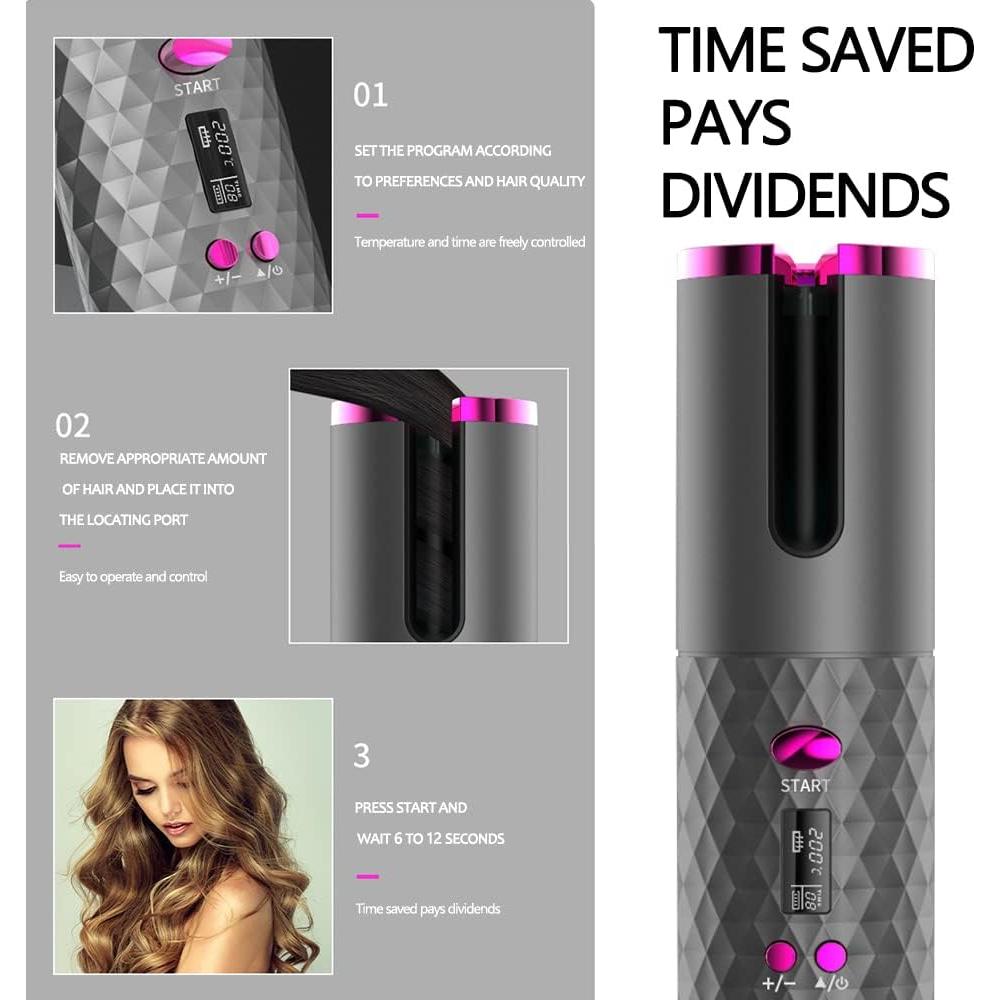 Rizador Automático Inalámbrico DOORTIAN Gris 6 Temperaturas