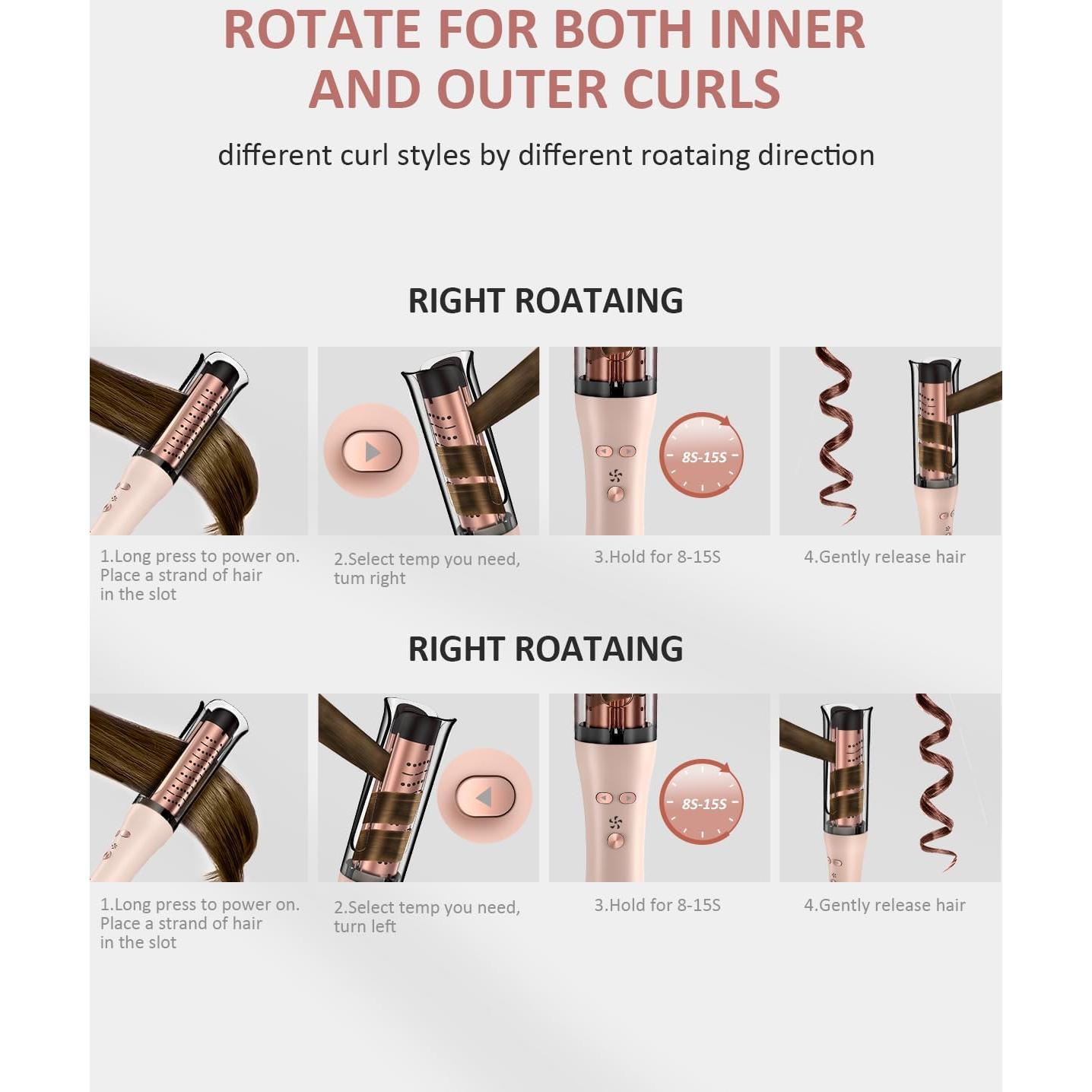 Rizador Automático de Cabello Dongguan C02B, 4 Temperaturas