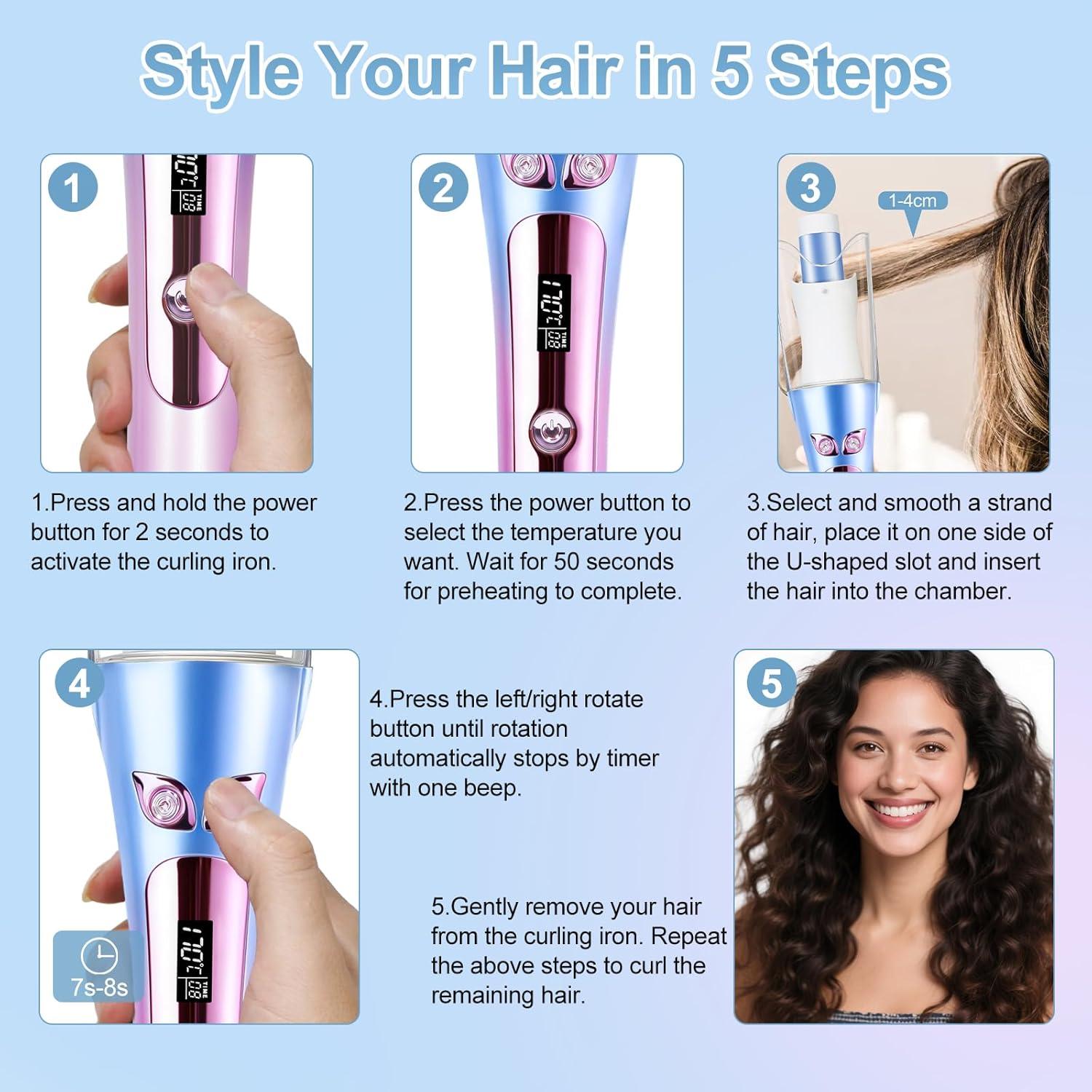 Rizador Automático JOYIDEAVA TH-506, 8 Temperaturas, Pantalla LCD