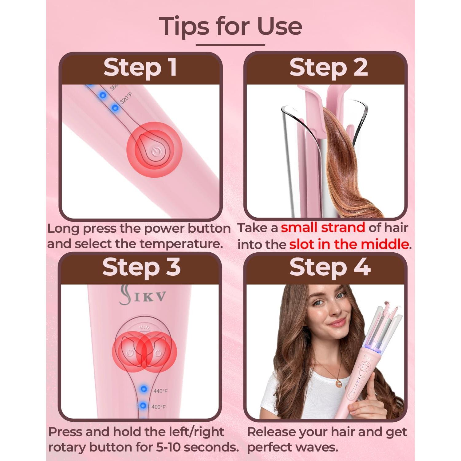 Rizador de Cabello Automático IKV 2.54 cm con Calentamiento Rápido