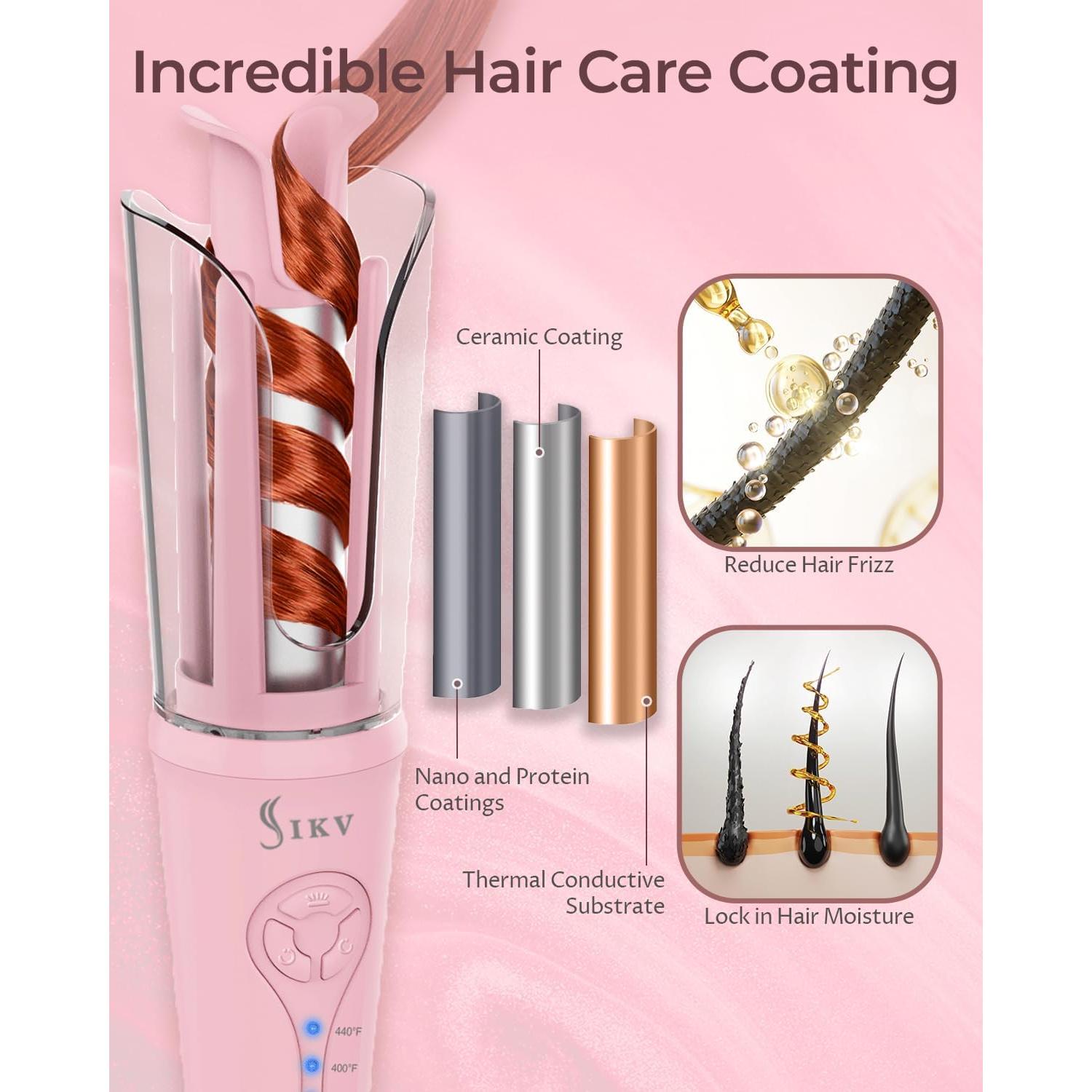 Rizador de Cabello Automático IKV 2.54 cm con Calentamiento Rápido