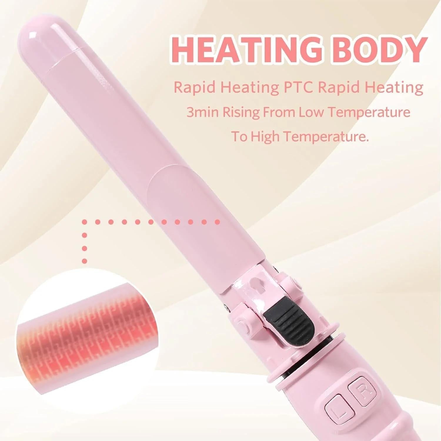 Rizador Rotativo SKERTS D506 Rosa - Control de Temperatura 140-210°C