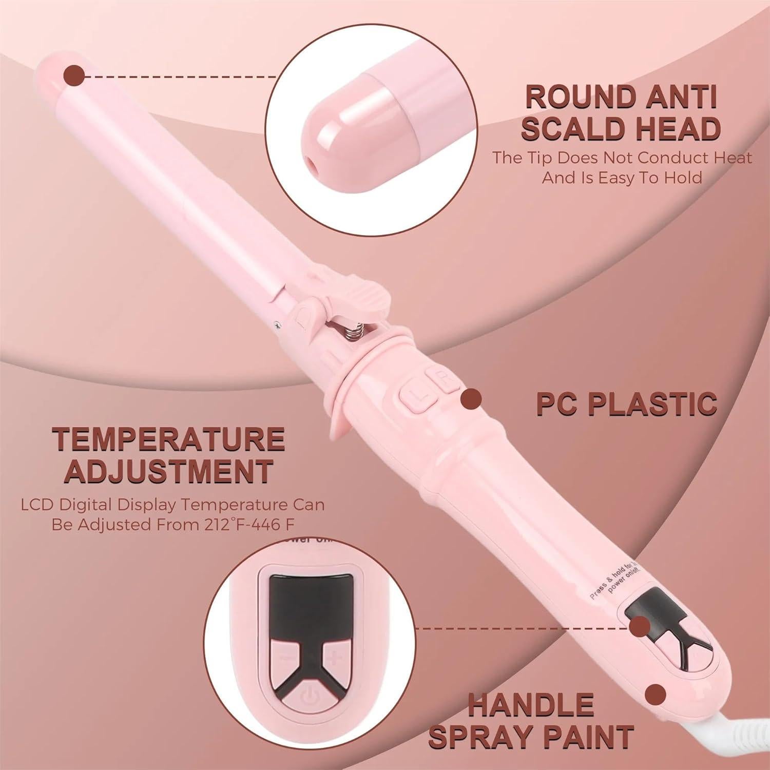 Rizador Rotativo SKERTS D506 Rosa - Control de Temperatura 140-210°C