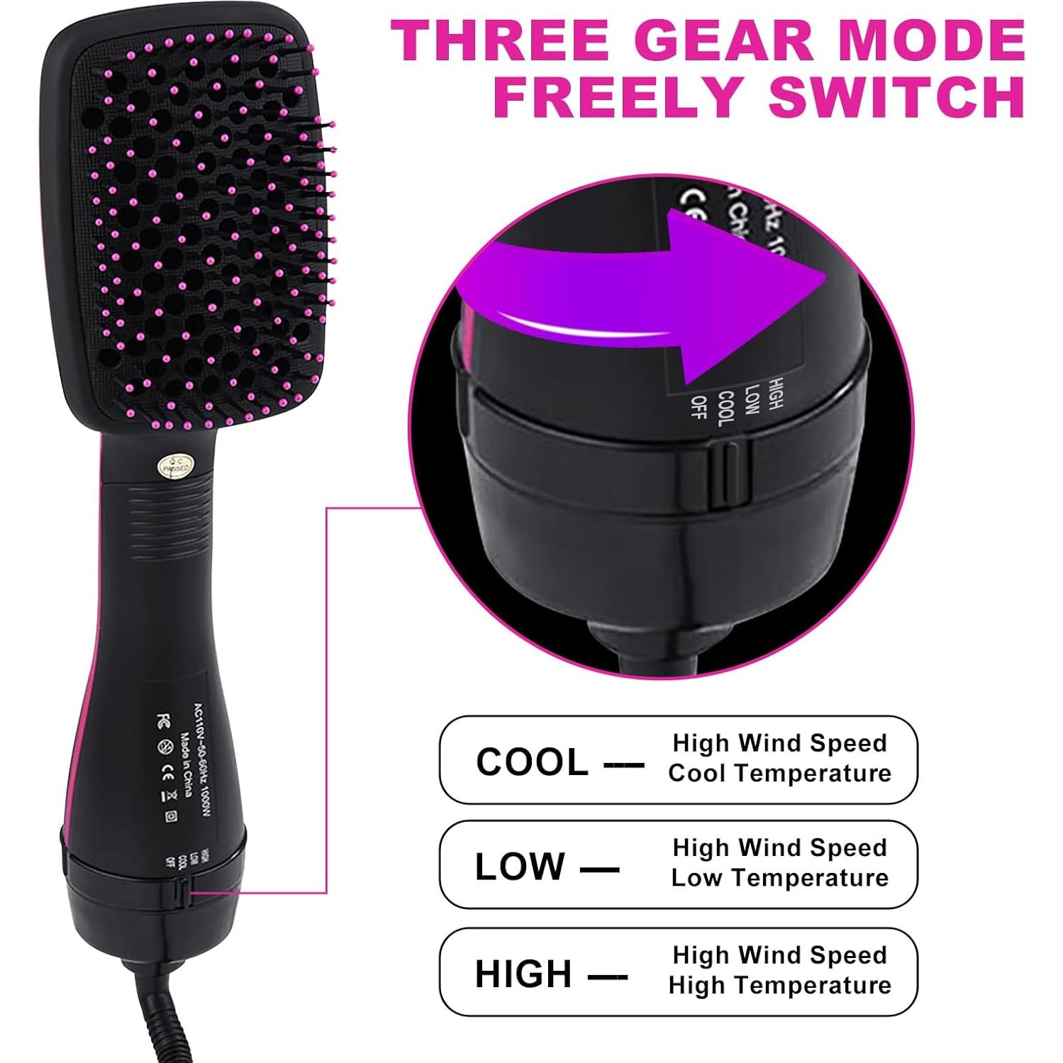 Secador y Alisador 2 en 1 WANZQPY, Cepillo Caliente 0.48kg