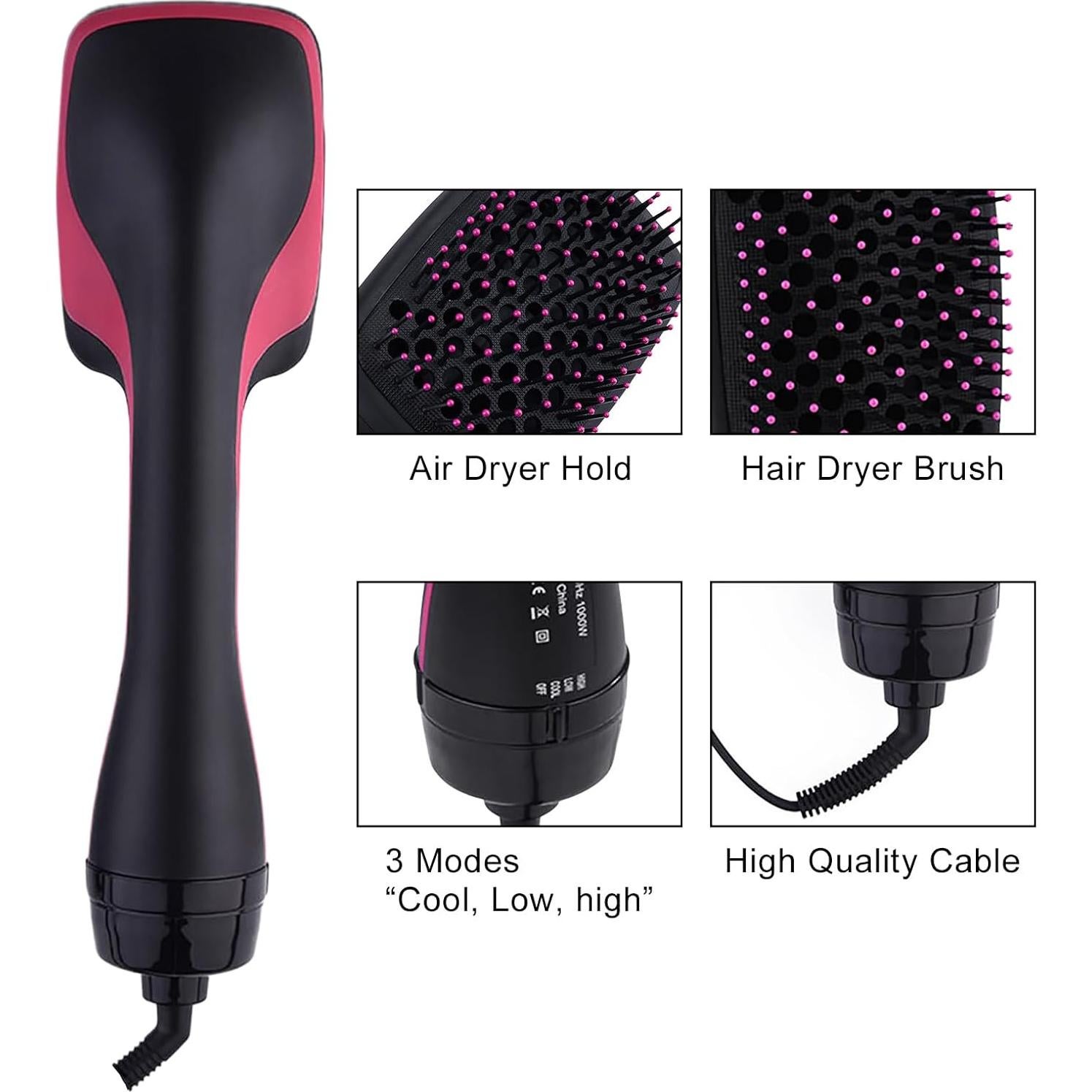 Secador y Alisador 2 en 1 WANZQPY, Cepillo Caliente 0.48kg