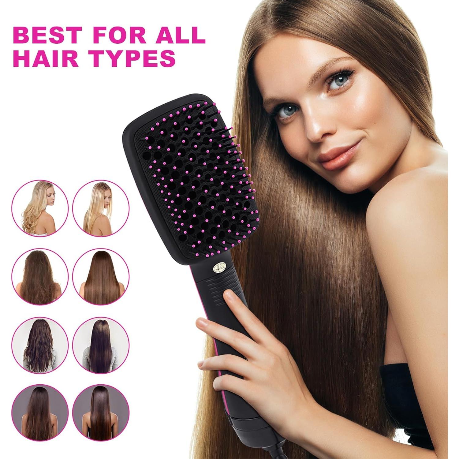 Secador y Alisador 2 en 1 WANZQPY, Cepillo Caliente 0.48kg