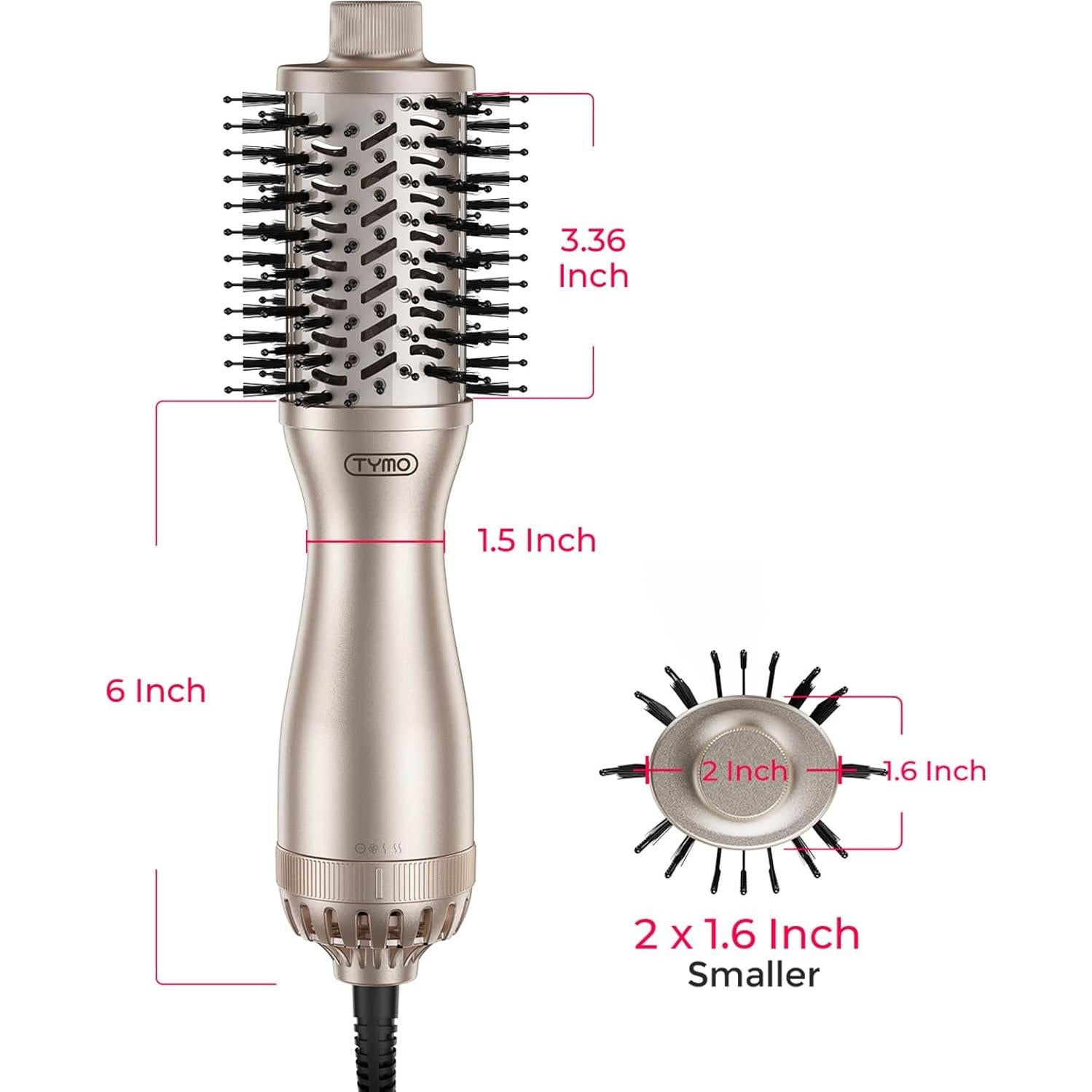 Cepillo Secador de Cabello TYMO 2.0 - 5 cm, Alisador y Rizador