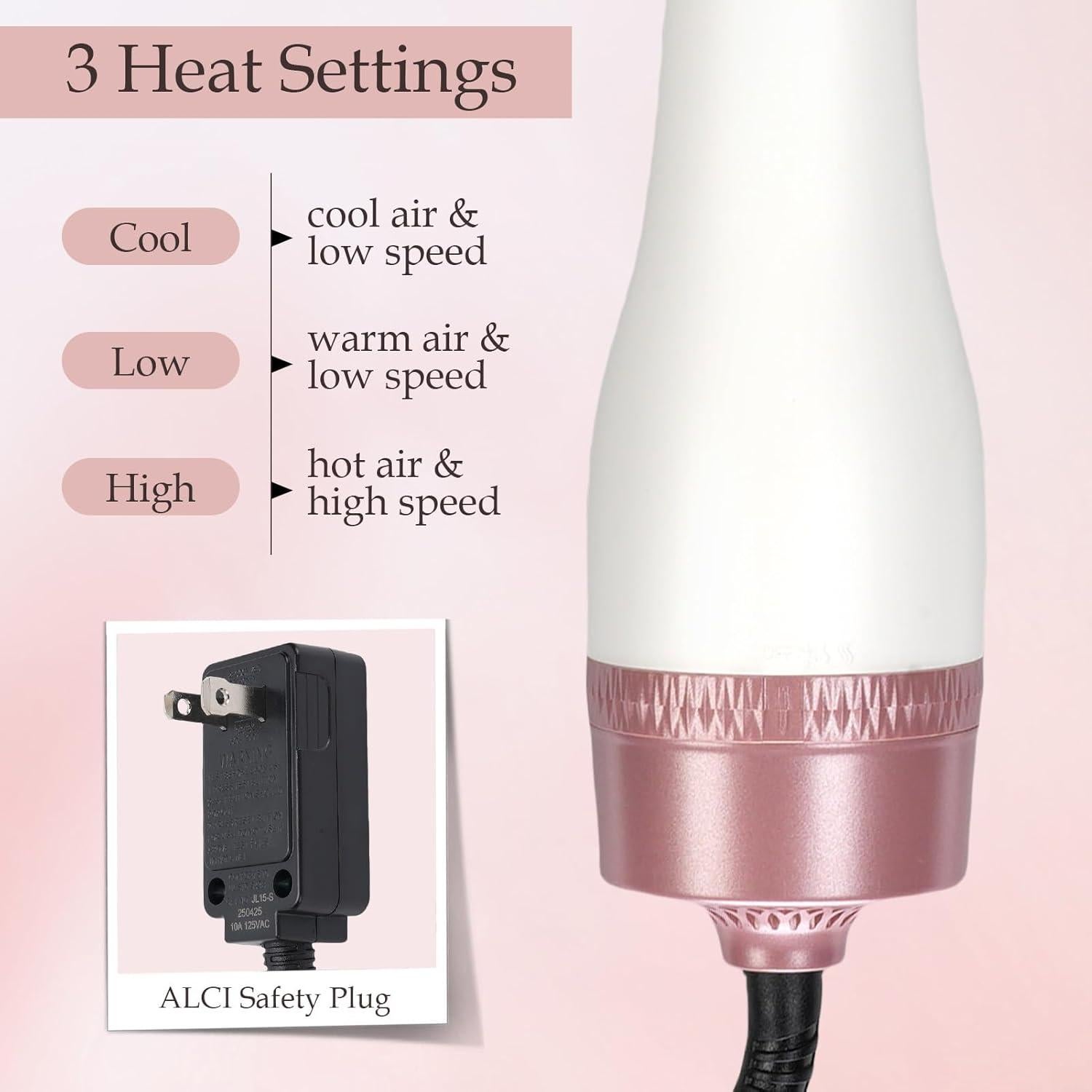 Cepillo Secador de Cabello 4 en 1 Sonew Oro Rosa 7.1 cm