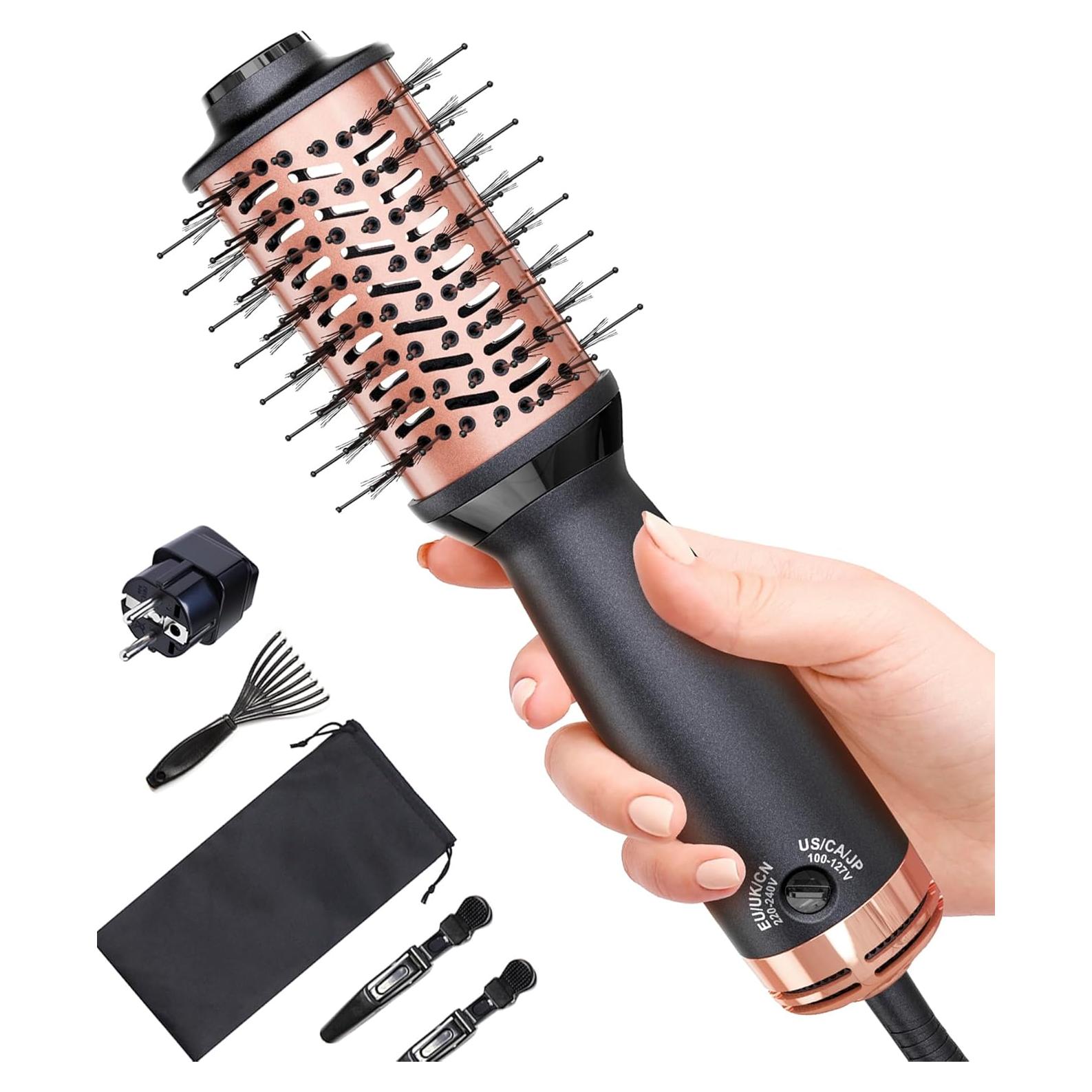 Cepillo Secador de Cabello Doble Voltaje Desalo Oro Rosa 700W