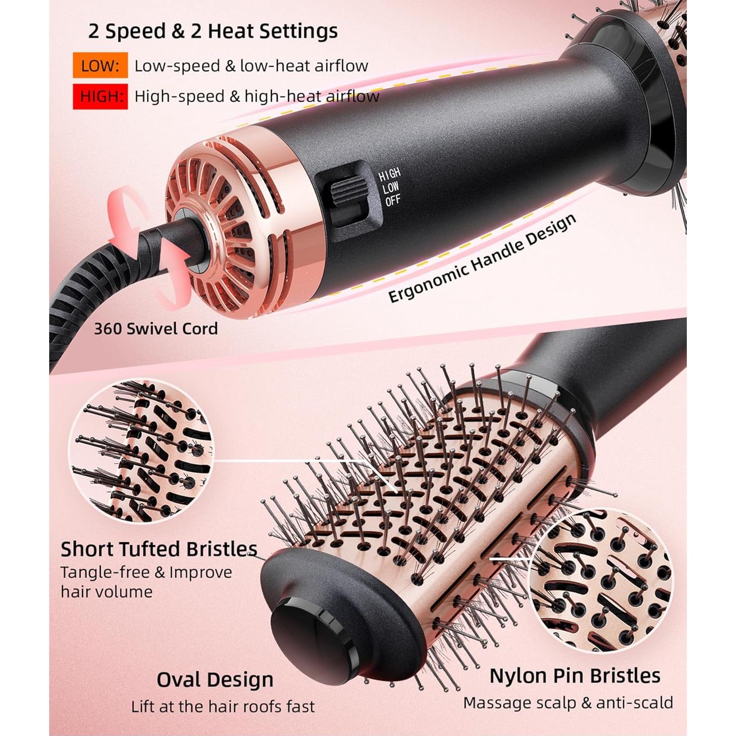 Cepillo Secador de Cabello Doble Voltaje Desalo Oro Rosa 700W