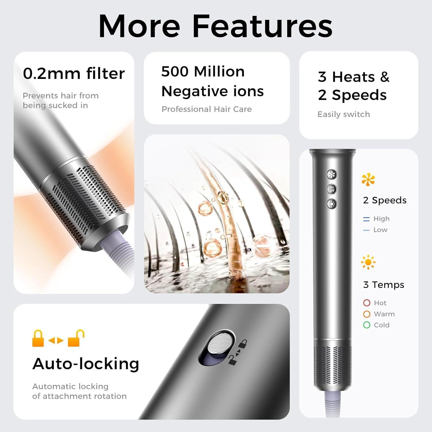 Cepillo Secador y Rizador Automático Alloom 160000 RPM Níquel