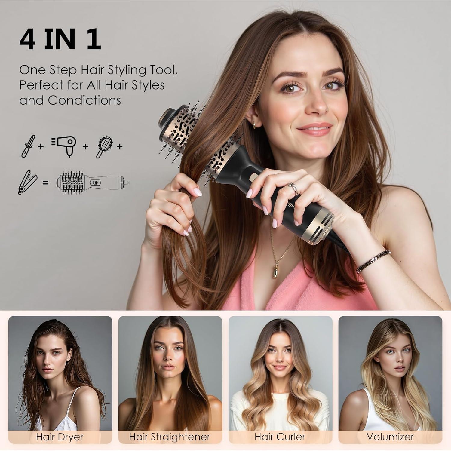 Cepillo Secador de Cabello Ymguspri 4 en 1 Doble Voltaje 21.5 cm