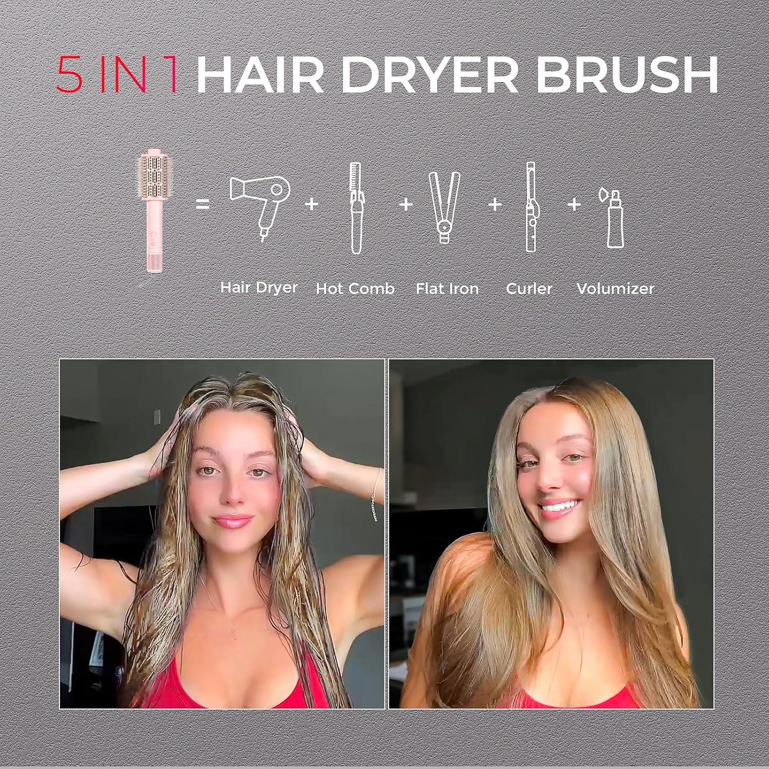 Cepillo Secador de Cabello TYMO 3.0 - 5 en 1 Antifrizz Rosa