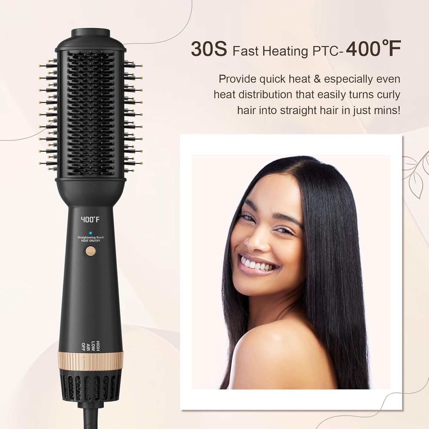 Cepillo Alisador de Cabello Tendencias de Cabello 1000W 60mm