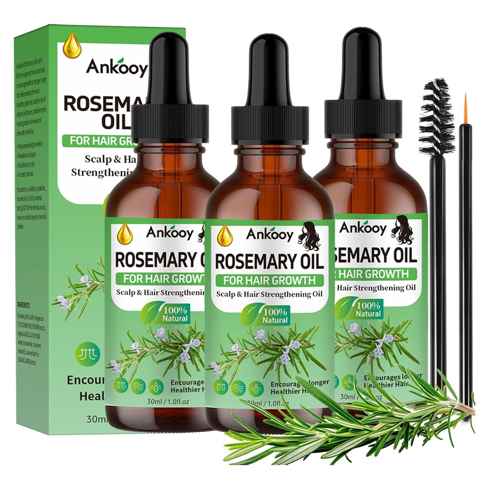 Aceite de Romero ANKOOY 3 Unidades para Crecimiento Cabello