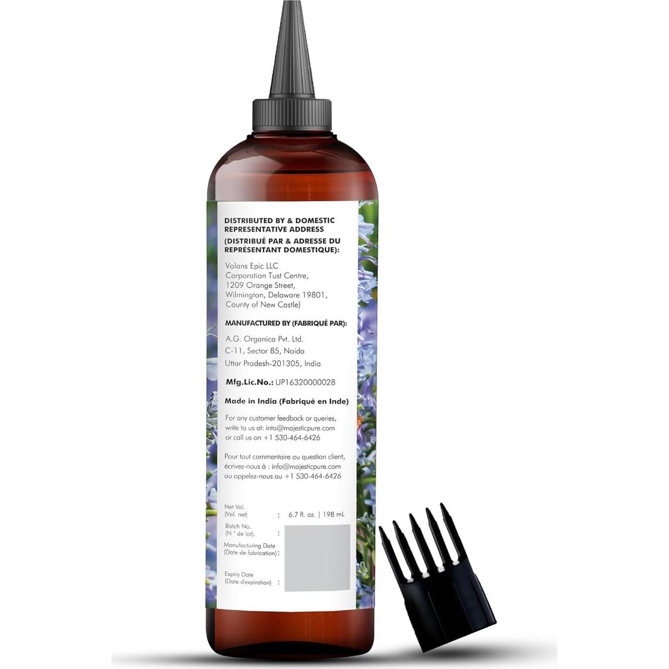 Aceite de Romero Puro Majestic Pure 198 ml - Fortalecedor y Nutritivo