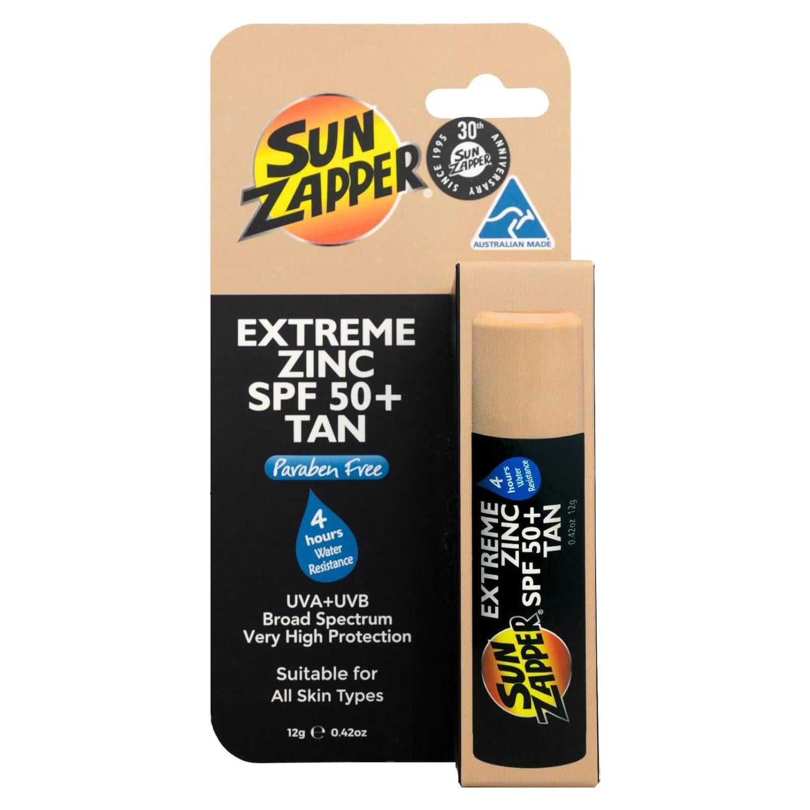 Barra de Bloqueador Solar Mineral Sun Zapper SPF 50+ Tono Medio