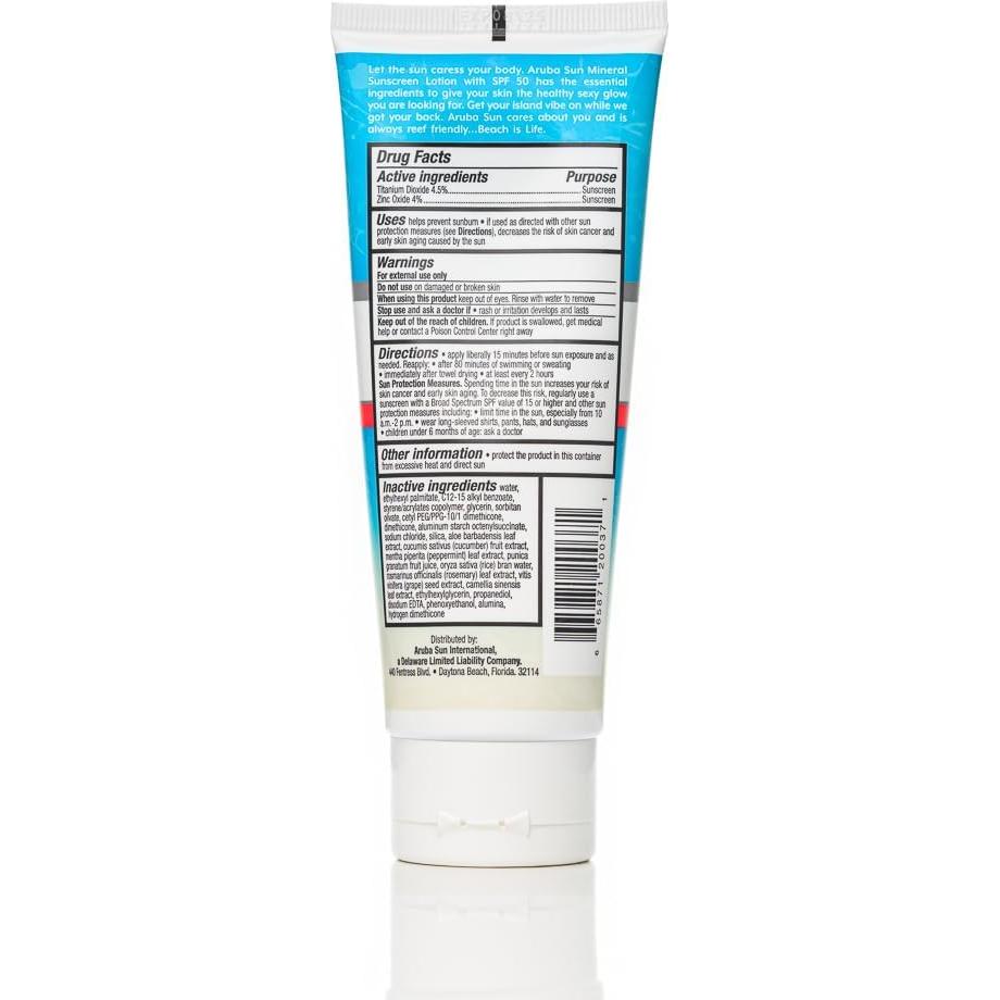 Protector Solar Mineral Aruba Sun SPF 50 85 g Resistente al Agua