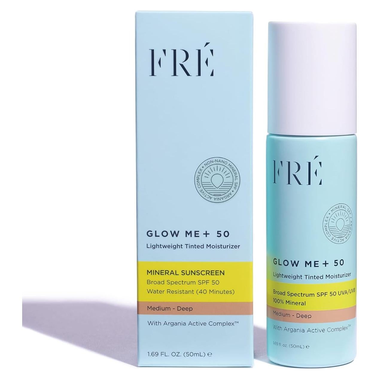 Protector Solar Facial FRÉ Glow Me+ SPF 50 Tinte Hidratante 50ml