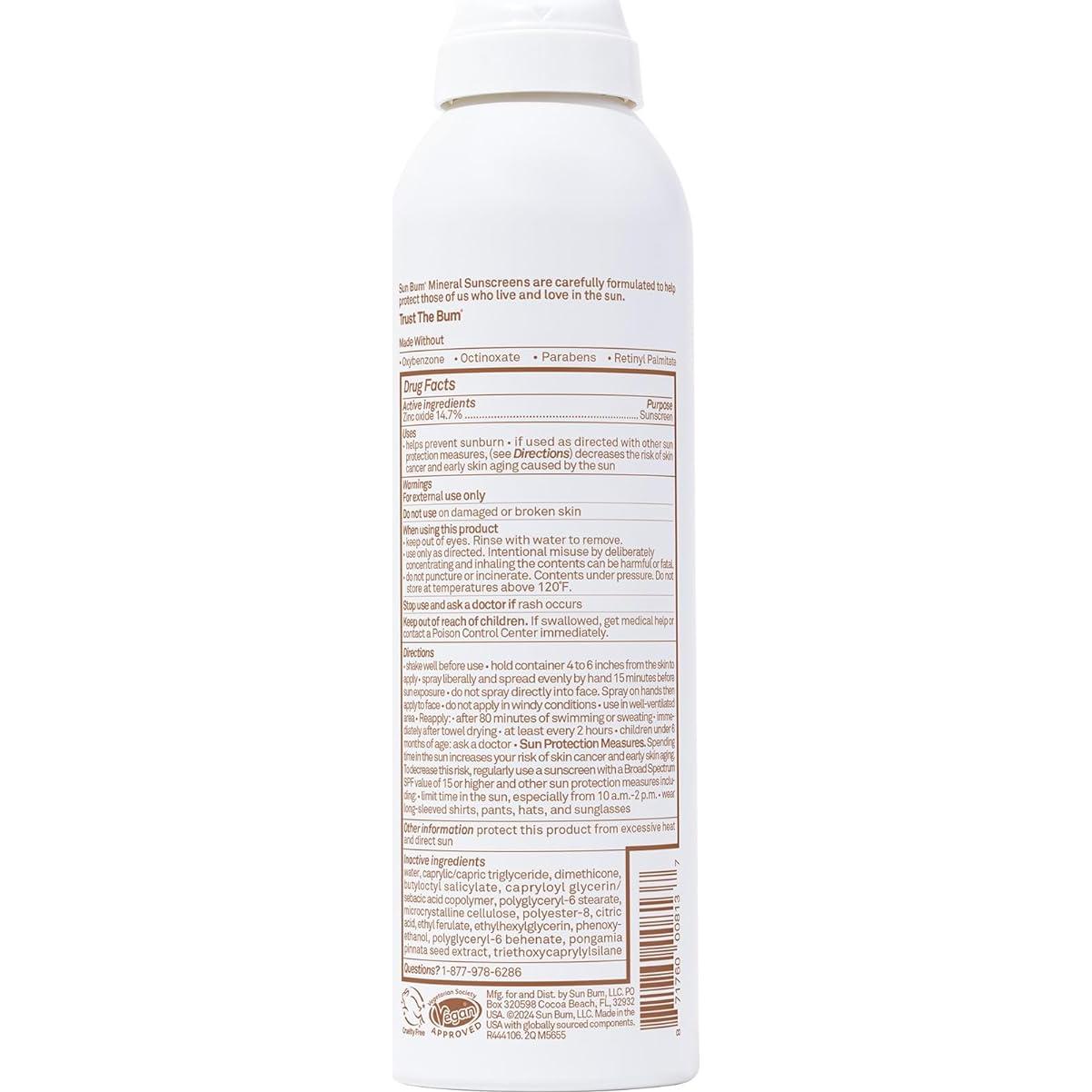 Protector Solar Mineral Sun Bum SPF 50 Spray 170 g Hidratante