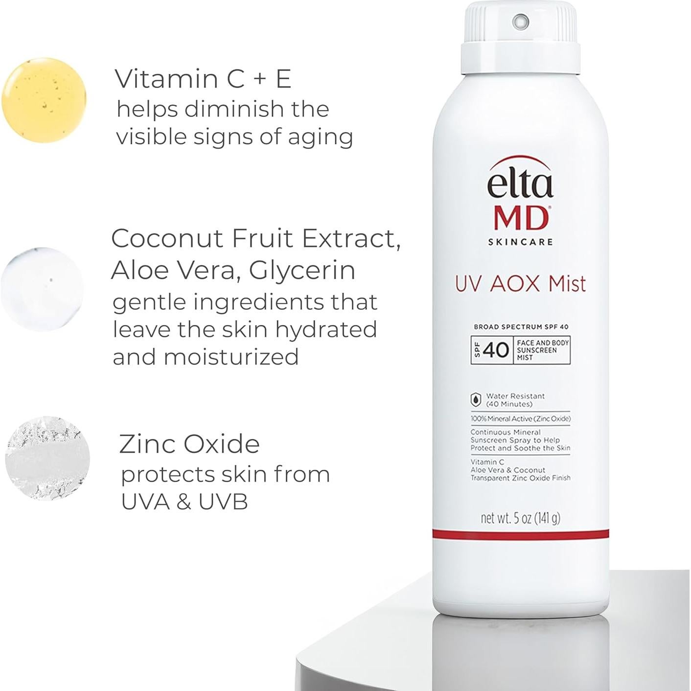 Protector Solar Mineral EltaMD UV AOX Mist SPF 40 - 142 g