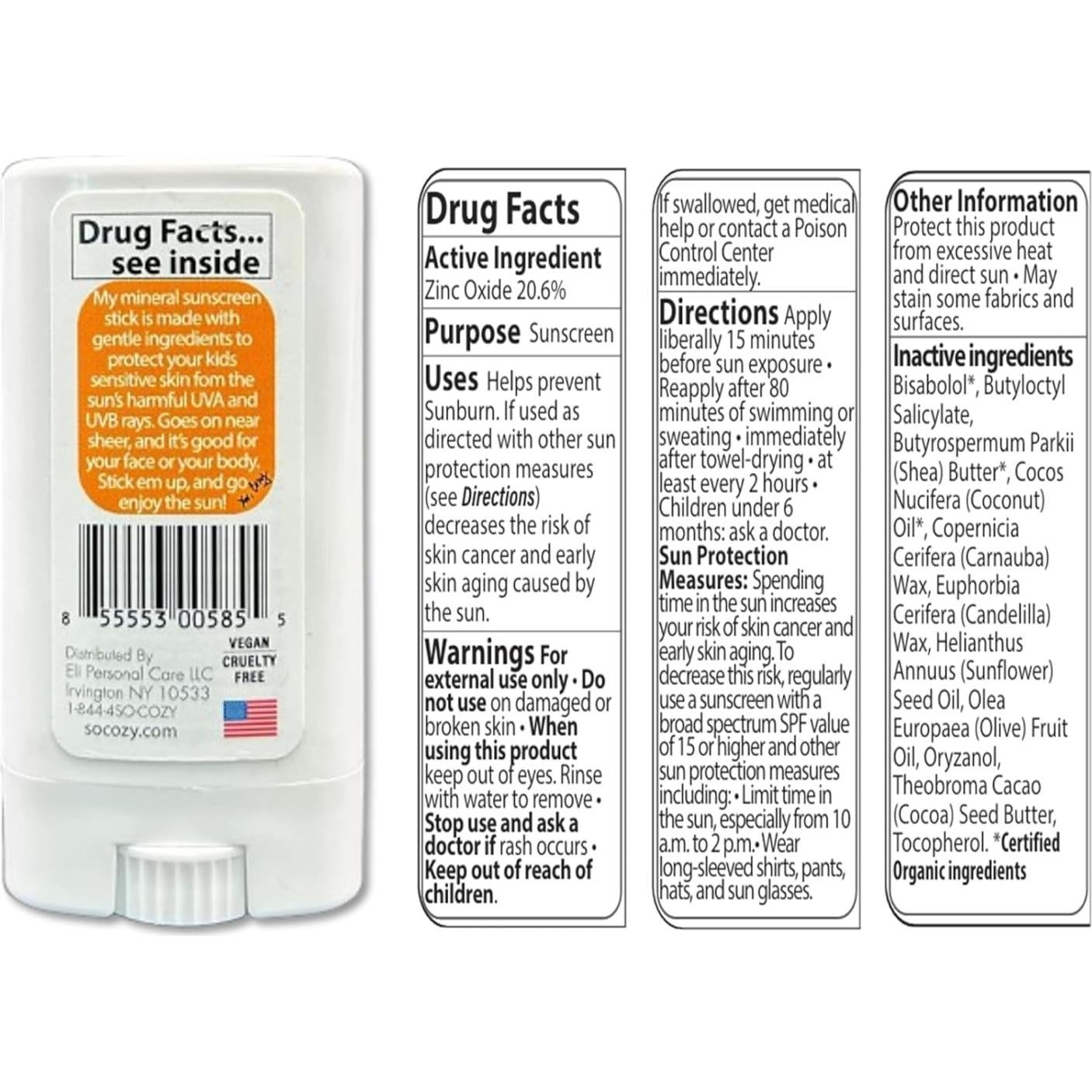 SoCozy Barra Protector Solar Niños SPF 50 17 g Resistente al Agua