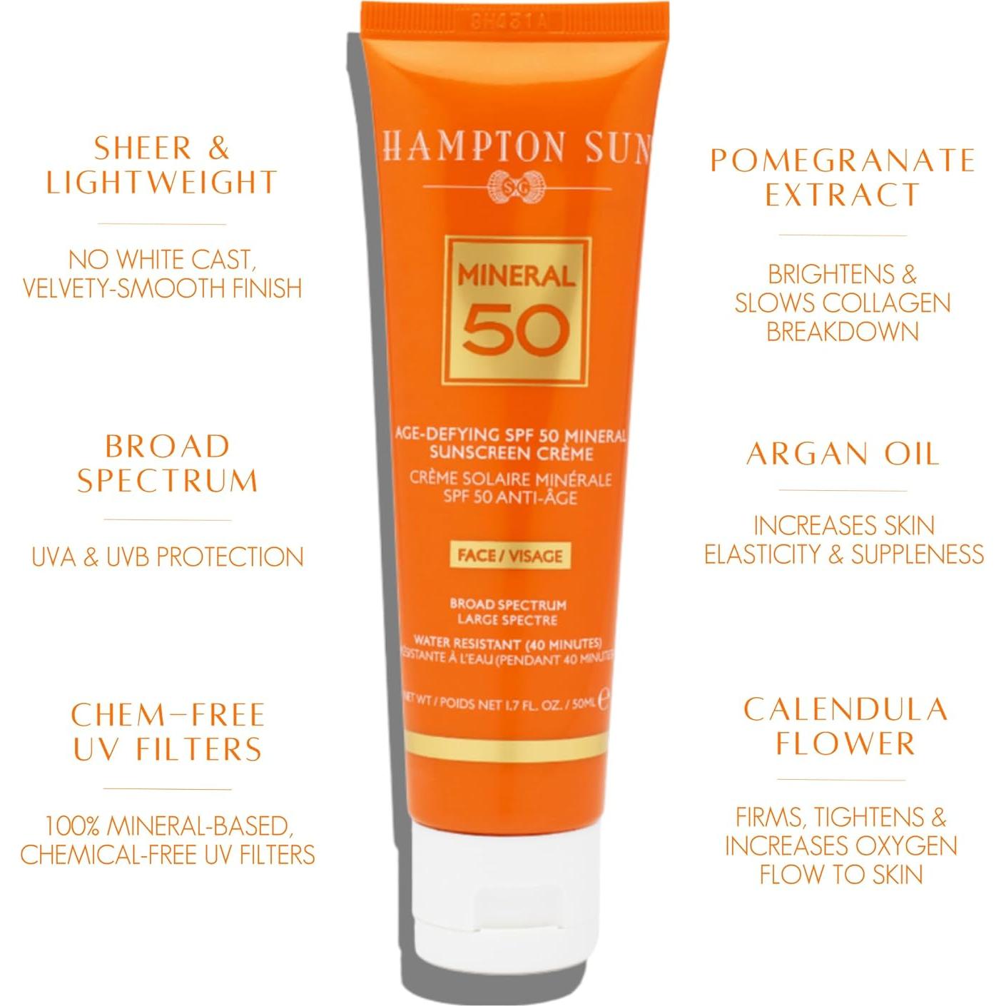 Protector Solar Facial Hampton Sun Age Defying SPF 50 - 50 ml