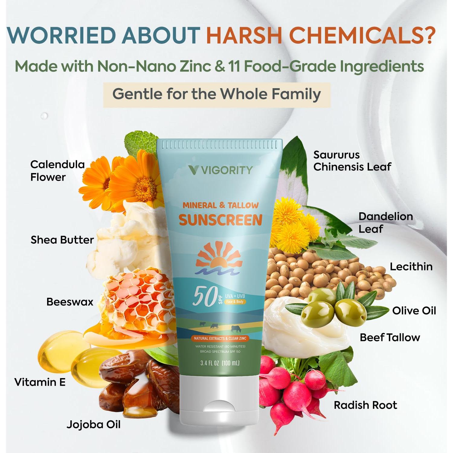 Protector Solar Natural Vigority SPF 50 con Óxido de Zinc 100ml