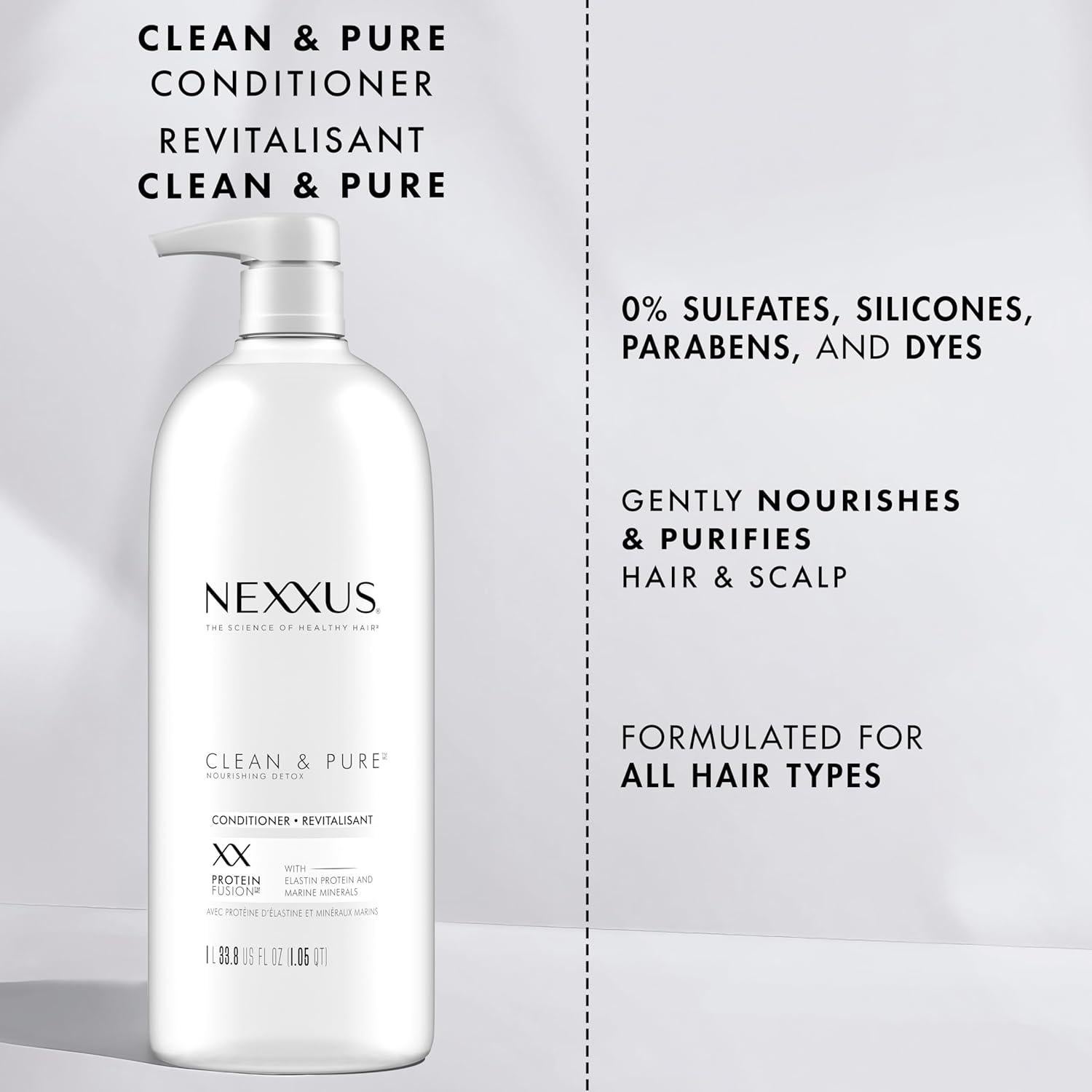 Acondicionador Nexxus Clean & Pure 1L - Sin Silicona y Parabenos