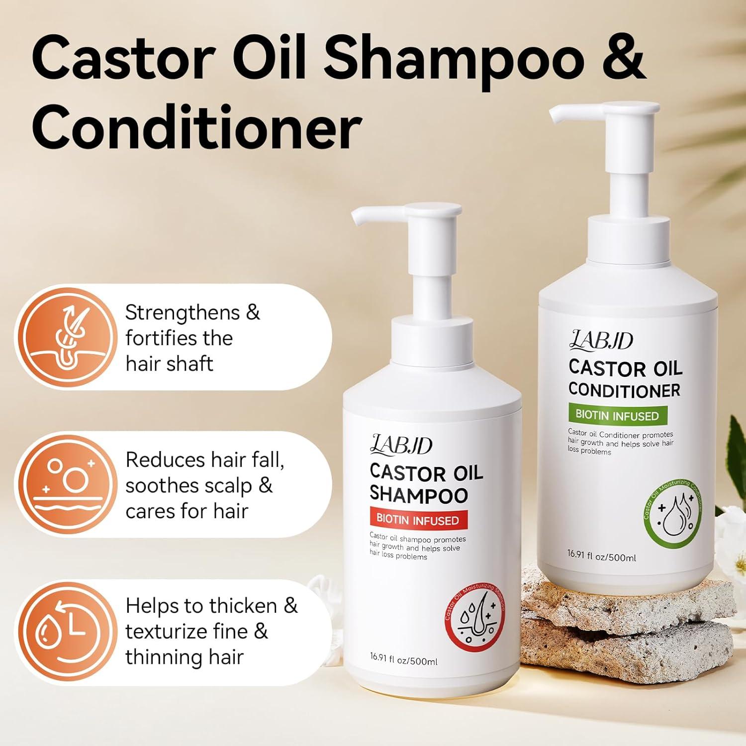 Juego de Champú y Acondicionador LABJD Aceite de Ricino 500ml