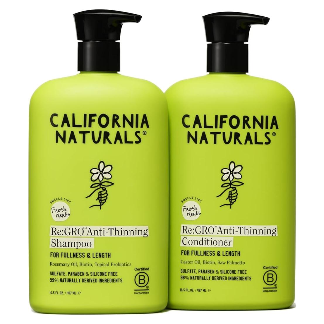 Champú y Acondicionador California Naturals Re:GRO 465 ml Vegano