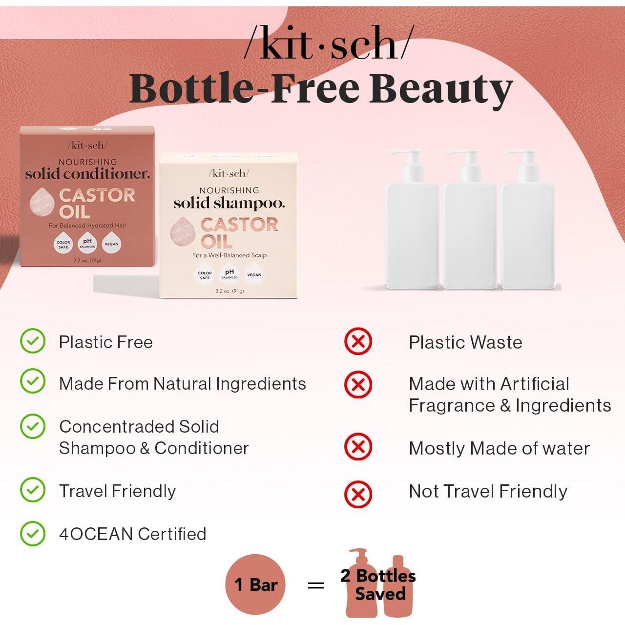 Juego de Champú y Acondicionador Kitsch - Aceite de Ricino Orgánico - 2 Piezas