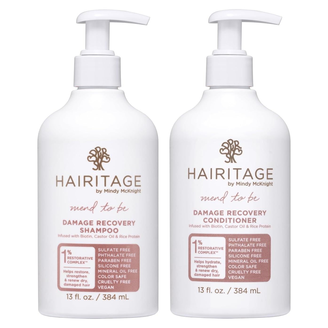 Champú y Acondicionador Hairitage Biotina 500ml - Reparación Cabello Rizado