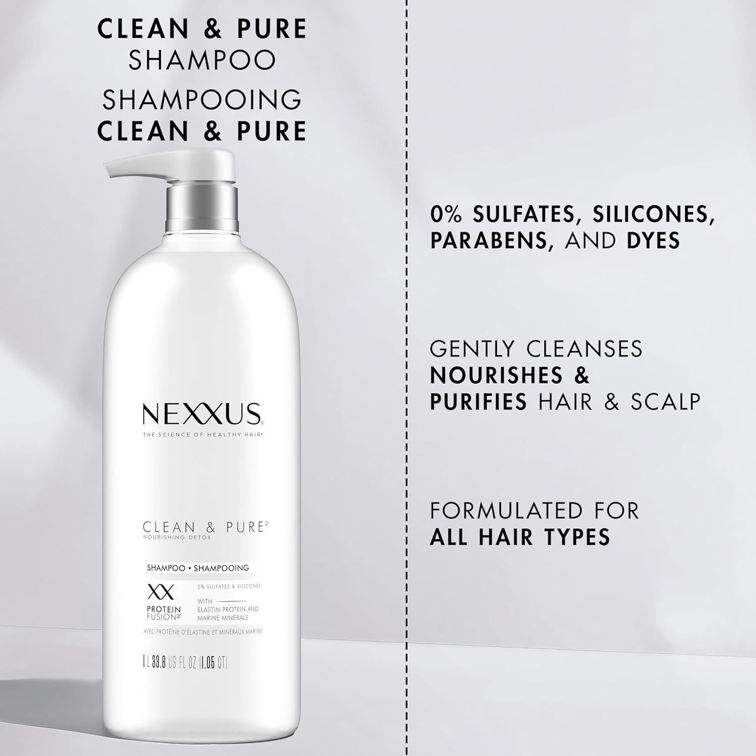 Champú Aclarador Nexxus Clean & Pure 1000 ml - Hidratante Sin Silicona