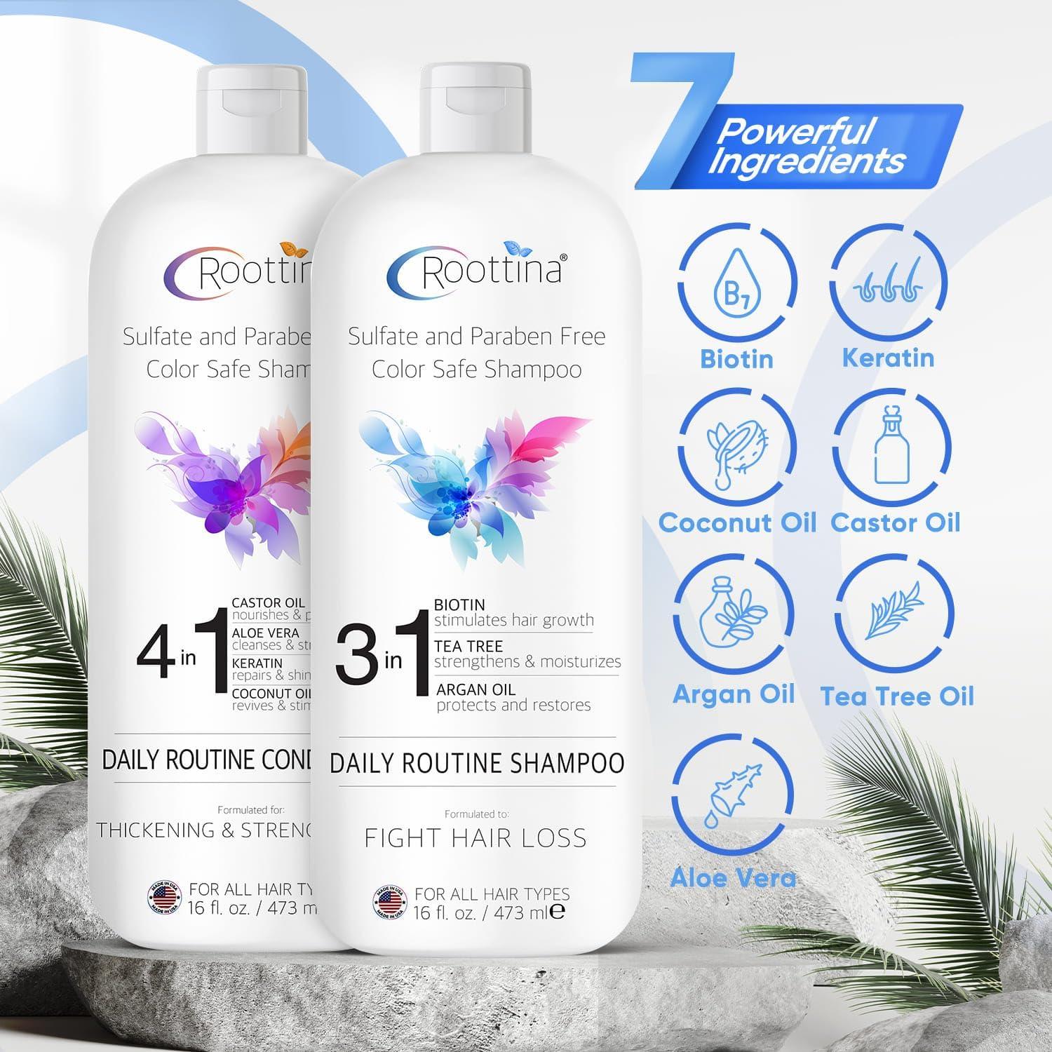 Champú y Acondicionador Roottina 473 ml x2 - Voluminizador con Biotina