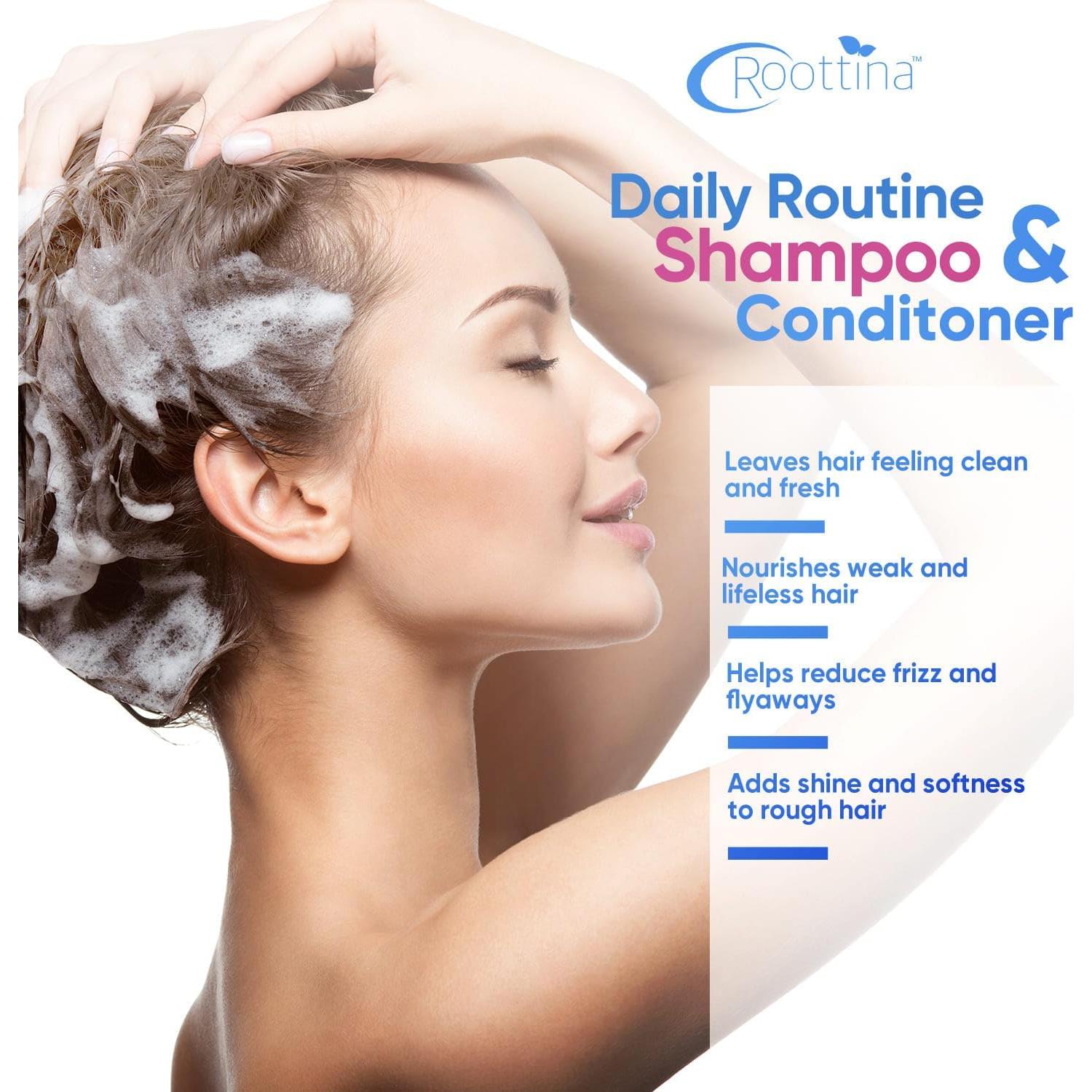 Champú y Acondicionador Roottina 473 ml x2 - Voluminizador con Biotina