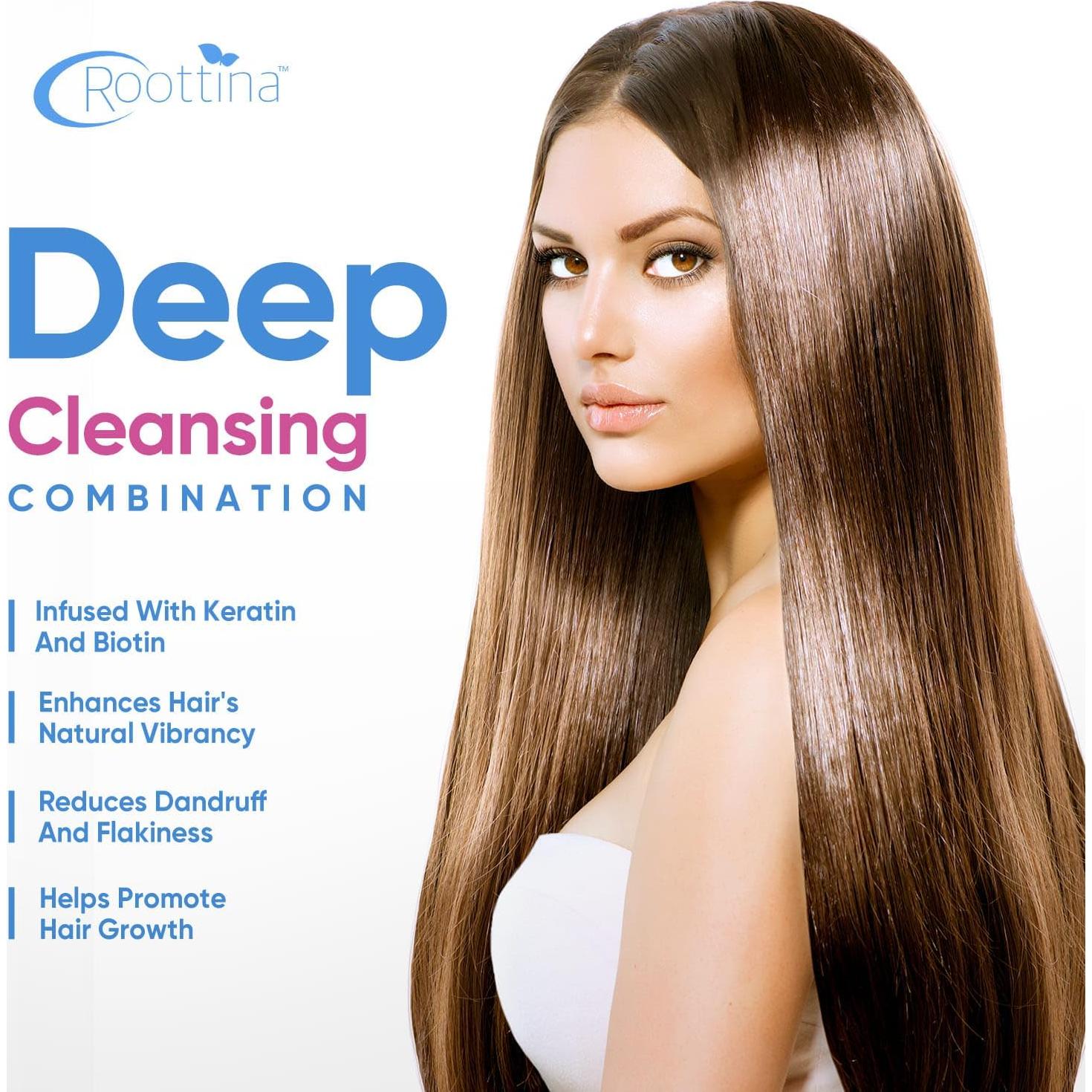 Champú y Acondicionador Roottina 473 ml x2 - Voluminizador con Biotina