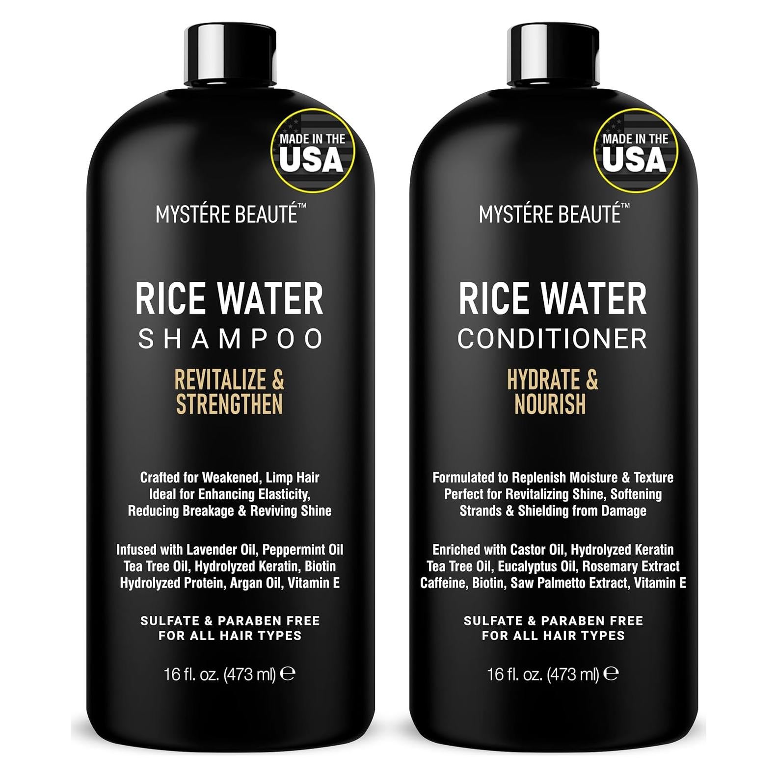 Conjunto de Champú y Acondicionador MYSTÉRE BEAUTE Agua de Arroz 473 ml