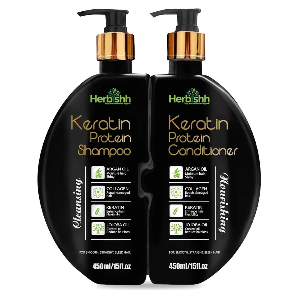 Conjunto Champú y Acondicionador Queratina Herbishh 450ml