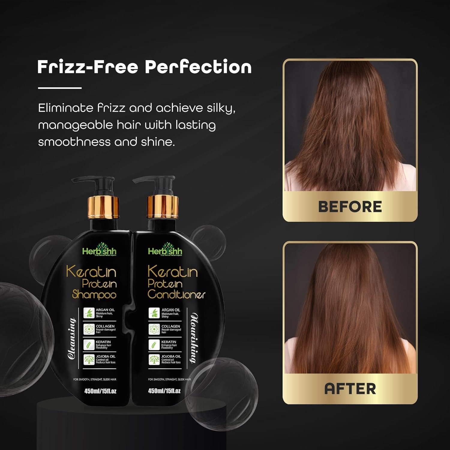 Conjunto Champú y Acondicionador Queratina Herbishh 450ml