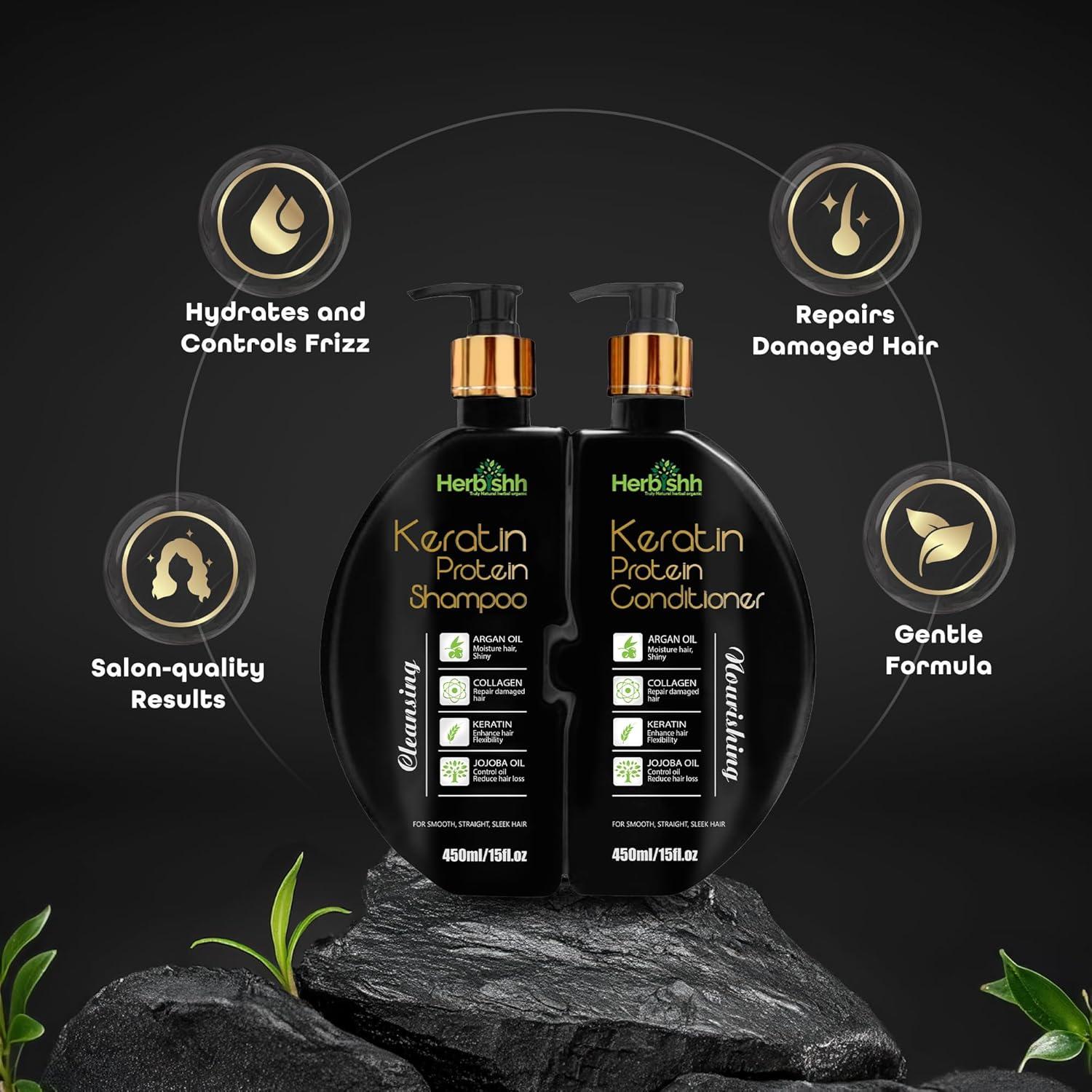 Conjunto Champú y Acondicionador Queratina Herbishh 450ml
