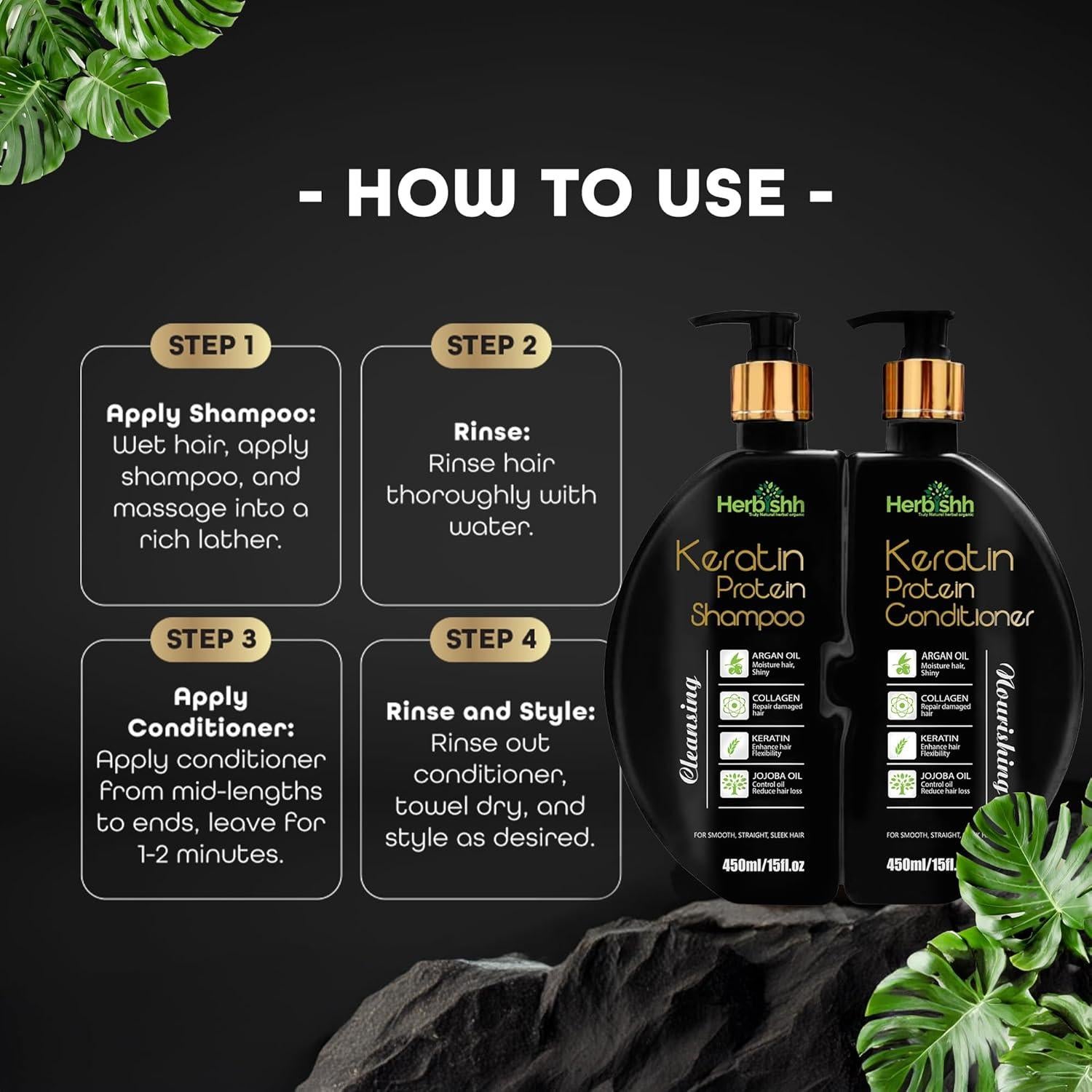 Conjunto Champú y Acondicionador Queratina Herbishh 450ml