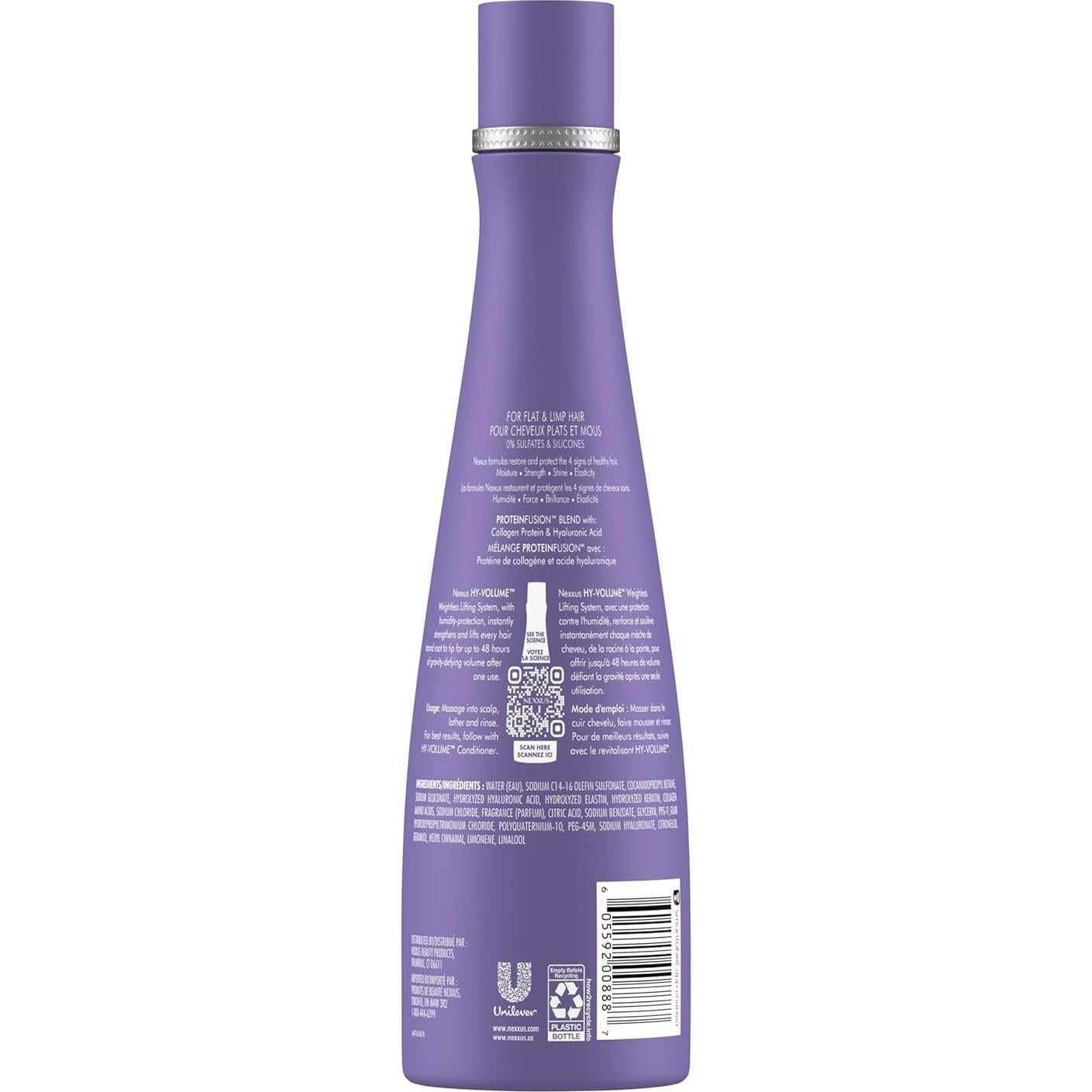 Champú Nexxus Hy-Volume 400 ml - Volumen Sin Peso para Cabello Plano