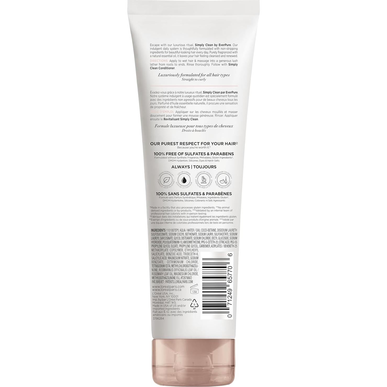 Champú Hidratante Sin Sulfatos L'Oreal Paris EverPure 250 ml