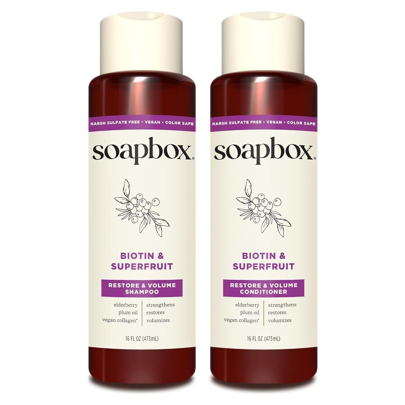 Champú y Acondicionador Biotina Soapbox 2x450ml Vegan