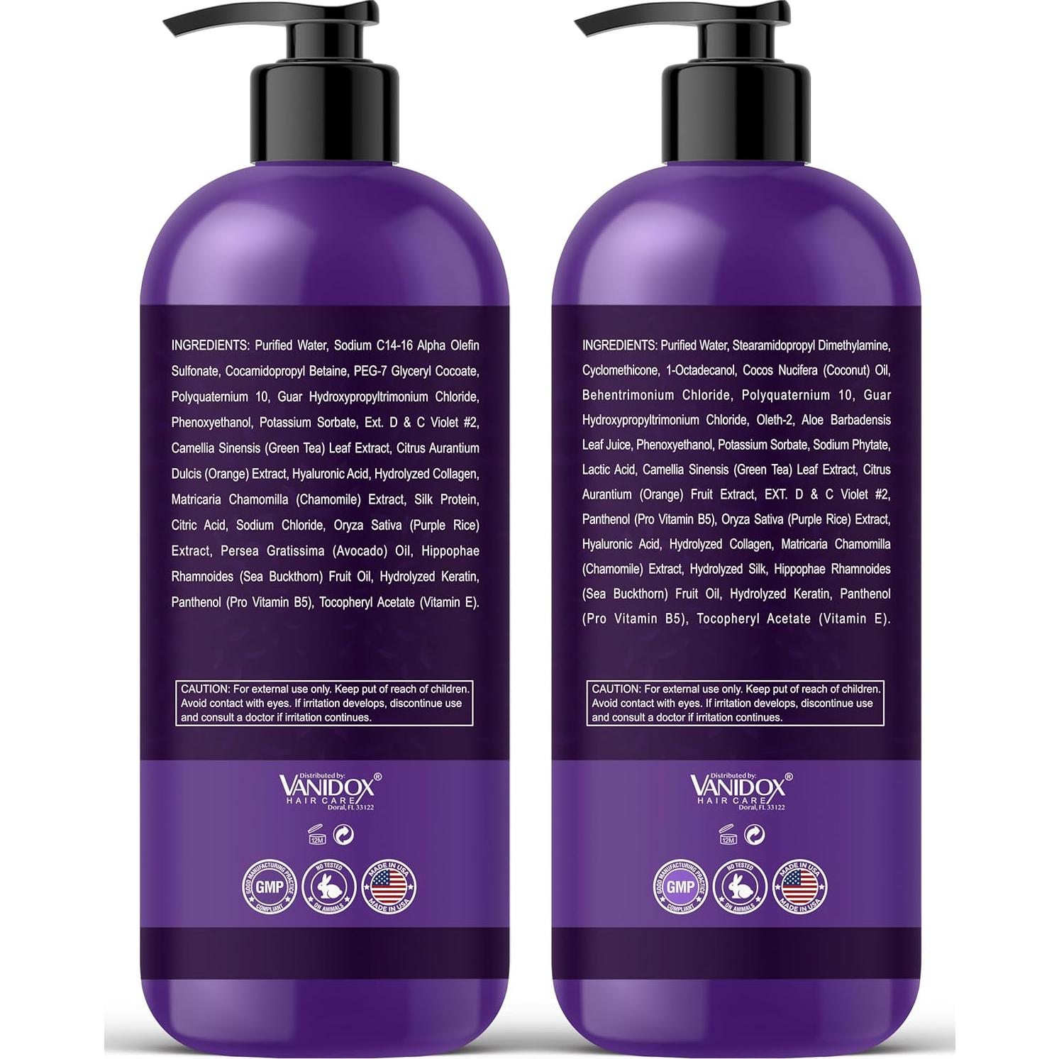 Juego de Champú y Acondicionador Morado VANIDOX 473 ml