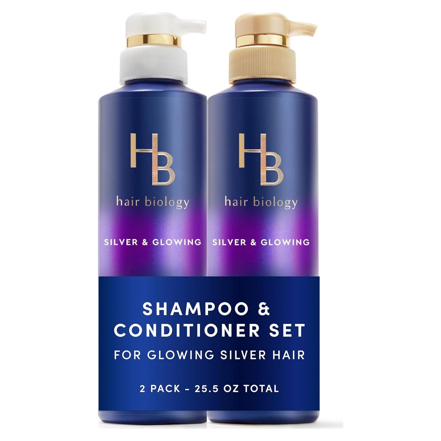 Champú y Acondicionador Morado Hair Biology 2x360ml Anti-Amarillento